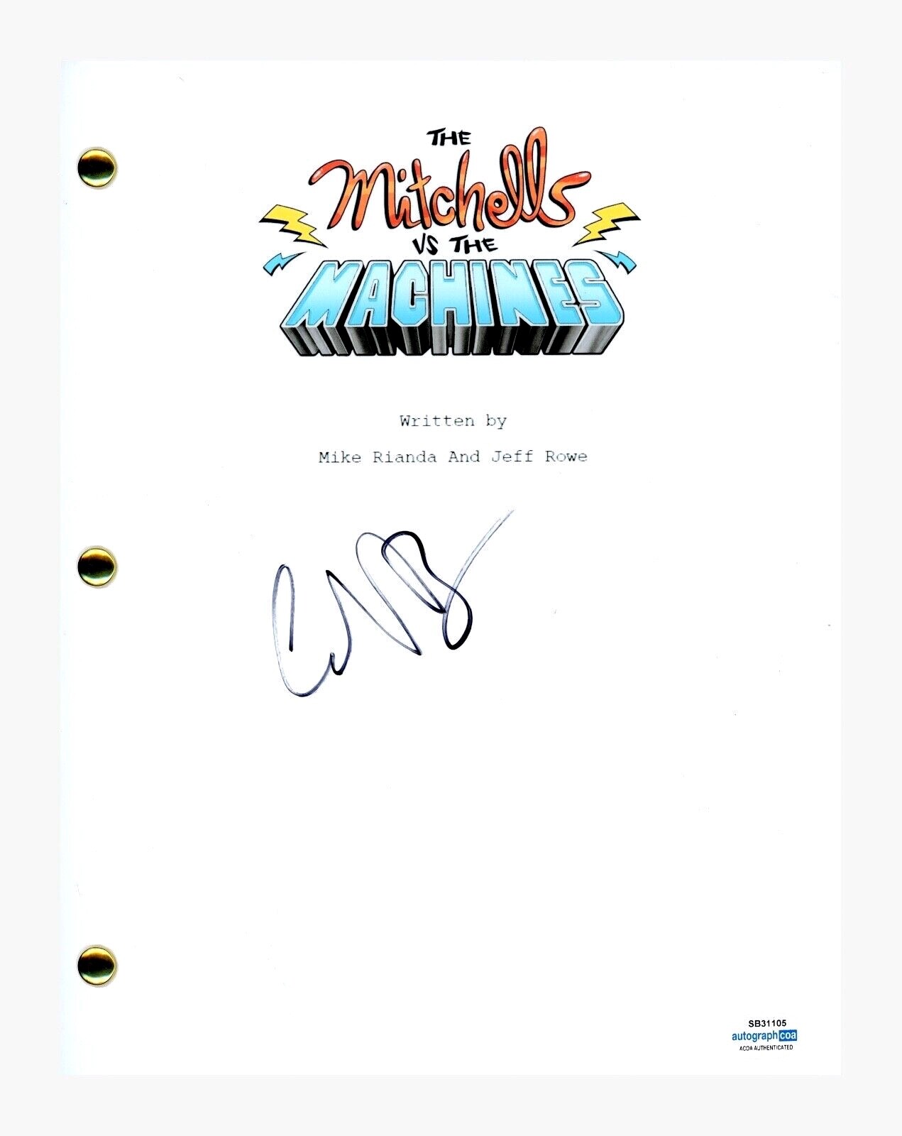 CONAN O’BRIEN SIGNED THE MITCHELLS VS THE MACHINES MOVIE SCRIPT ACOA COA COLLECTIBLE MEMORABILIA