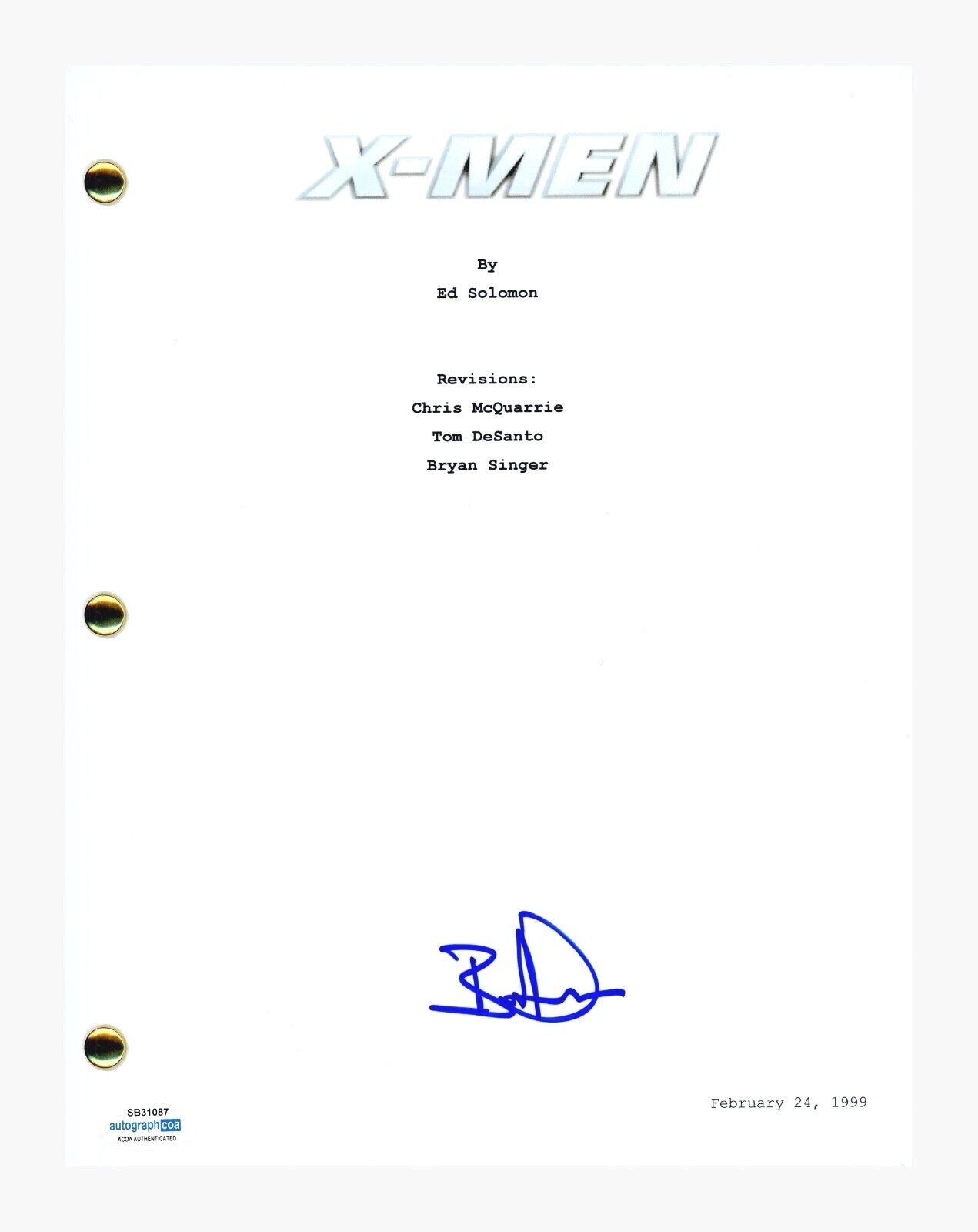 Bruce Davison Signed Autographed X-Men Movie Script Screenplay ACOA COA