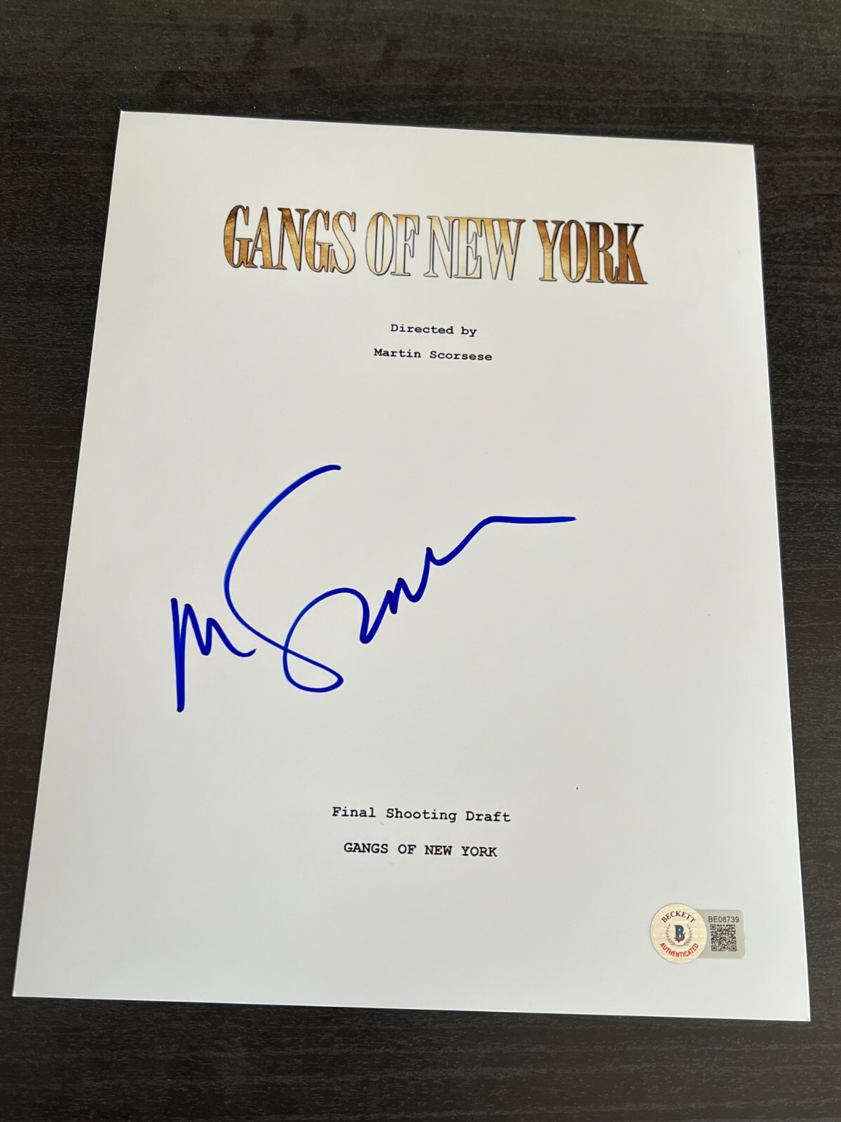 MARTIN SCORSESE SIGNED MOVIE SCRIPT GANGS OF NEW YORK DICAPRIO BECKETT BAS AUTO