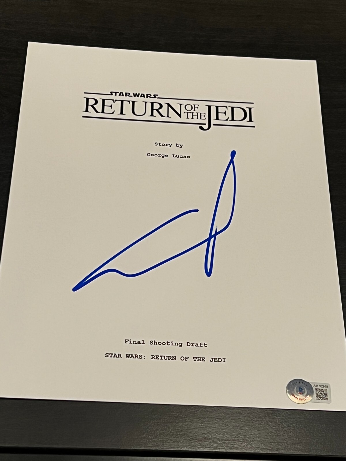 GEORGE LUCAS SIGNED MOVIE SCRIPT STAR WARS RETURN OF THE JEDI BECKETT BAS AUTO D