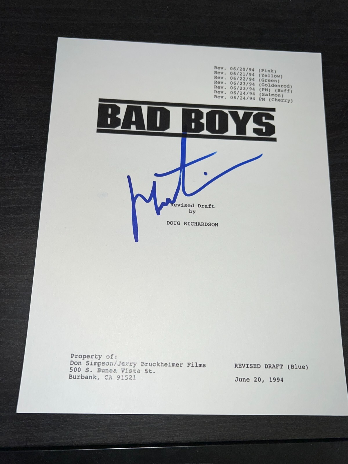 MARTIN LAWRENCE SIGNED AUTOGRAPH MOVIE SCRIPT BAD BOYS WILL SMITH BAS COA AUTO D
