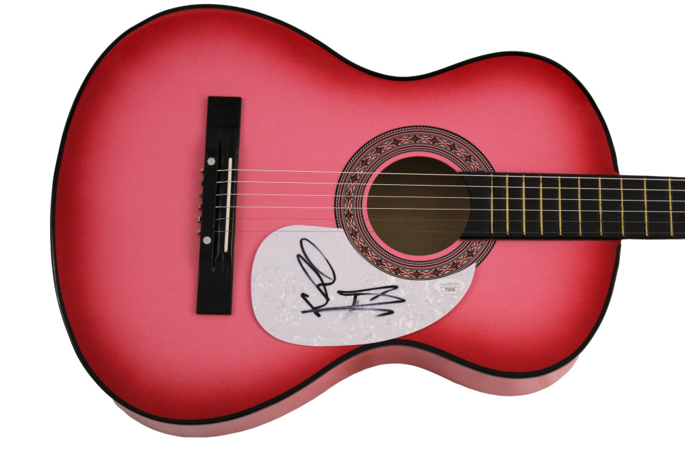 MADDIE & TAE SIGNED AUTOGRAPH FULL SIZE PINK ACOUSTIC GUITAR - RARE! JSA COA