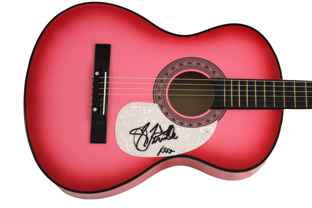 TENILLE TOWNES SIGNED AUTOGRAPH FULL SIZE PINK ACOUSTIC GUITAR - RARE! JSA COA
