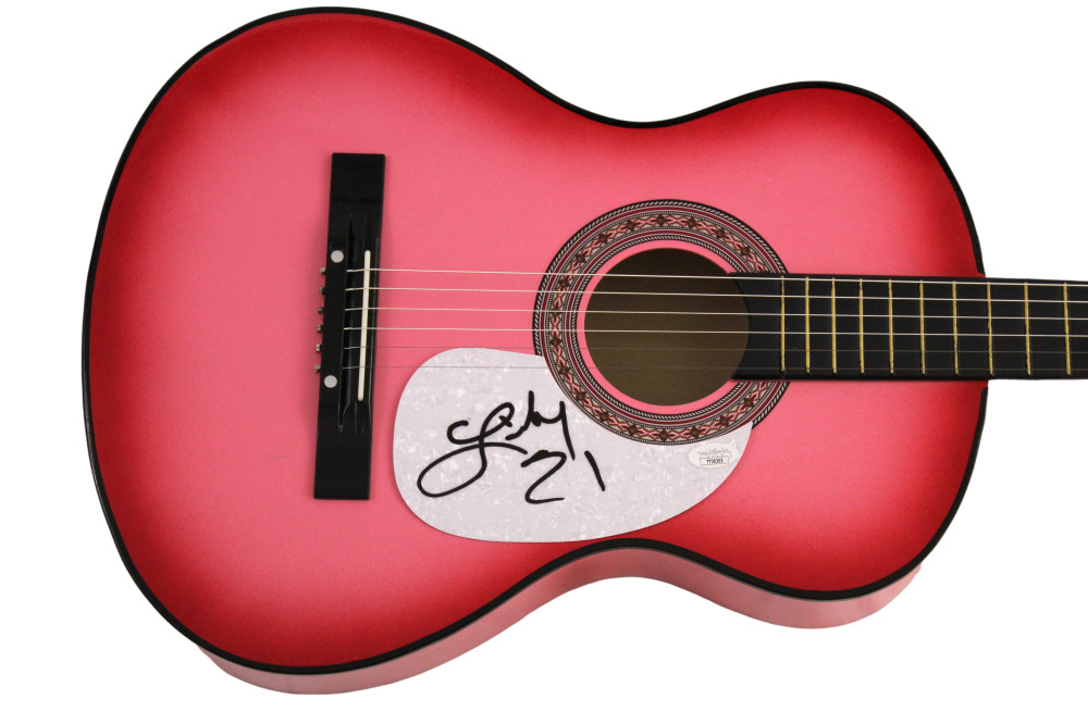 LINDSAY ELL SIGNED AUTOGRAPH FULL SIZE PINK ACOUSTIC GUITAR - THE PROJECT JSA