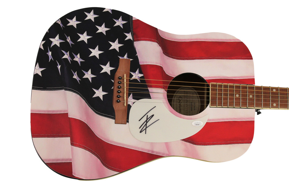 THOMAS RHETT SIGNED AUTOGRAPH CUSTOM AMERICAN FLAG EPIPHONE ACOUSTIC GUITAR JSA