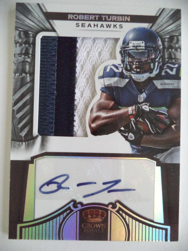 2012 CROWN ROYALE ROBERT TURBIN 3 COLOR PATCH AUTOGRAPHED AUTO /149 CARD COLLECTIBLE MEMORABILIA