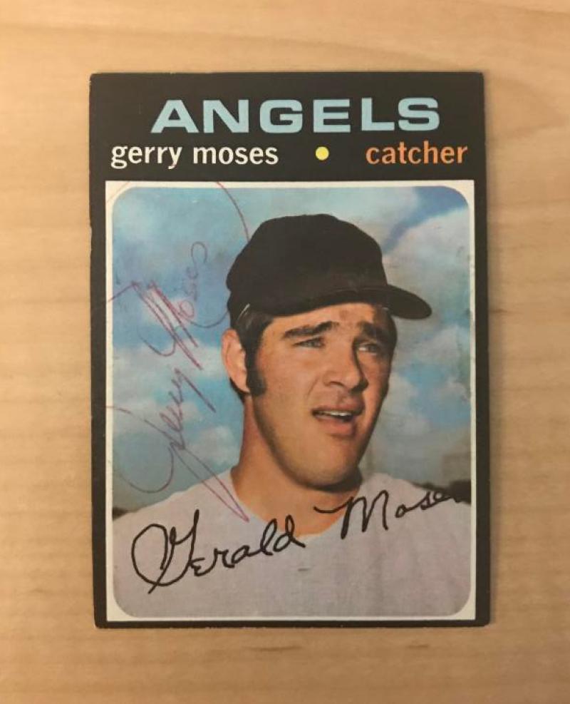 GERRY MOSES CALIFORNIA ANGELS SIGNED VINTAGE DECEASED 1971 TOPPS CARD #205 W/COA