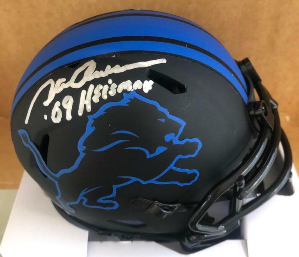 STEVE OWENS DETROIT LIONS 69 HEISMAN SIGNED ECLIPSE MINI HELMET W/ COA