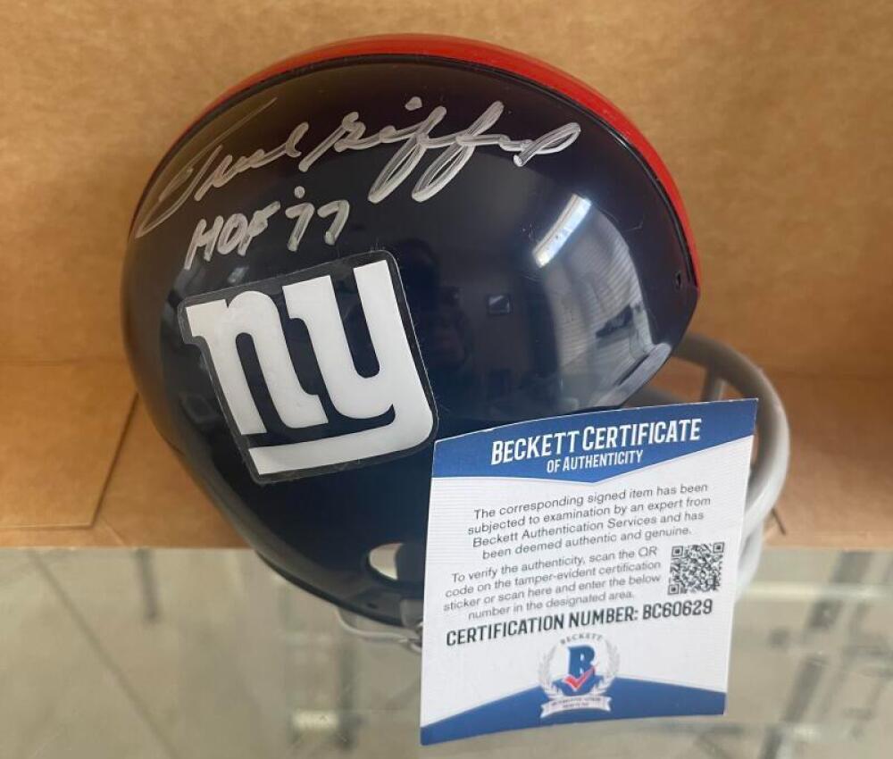 FRANK GIFFORD NEW YORK GIANTS SIGNED 2 BAR VINTAGE MINI HELMET BAS BC60629 COLLECTIBLE MEMORABILIA