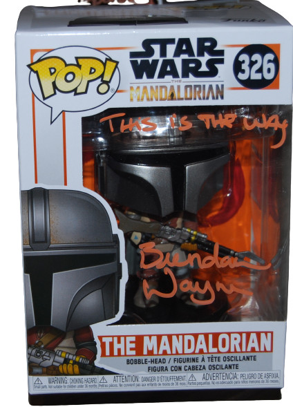 BRENDAN WAYNE signed (THE MANDALORIAN) Star Wars Funko Pop #326 SWAU A29584