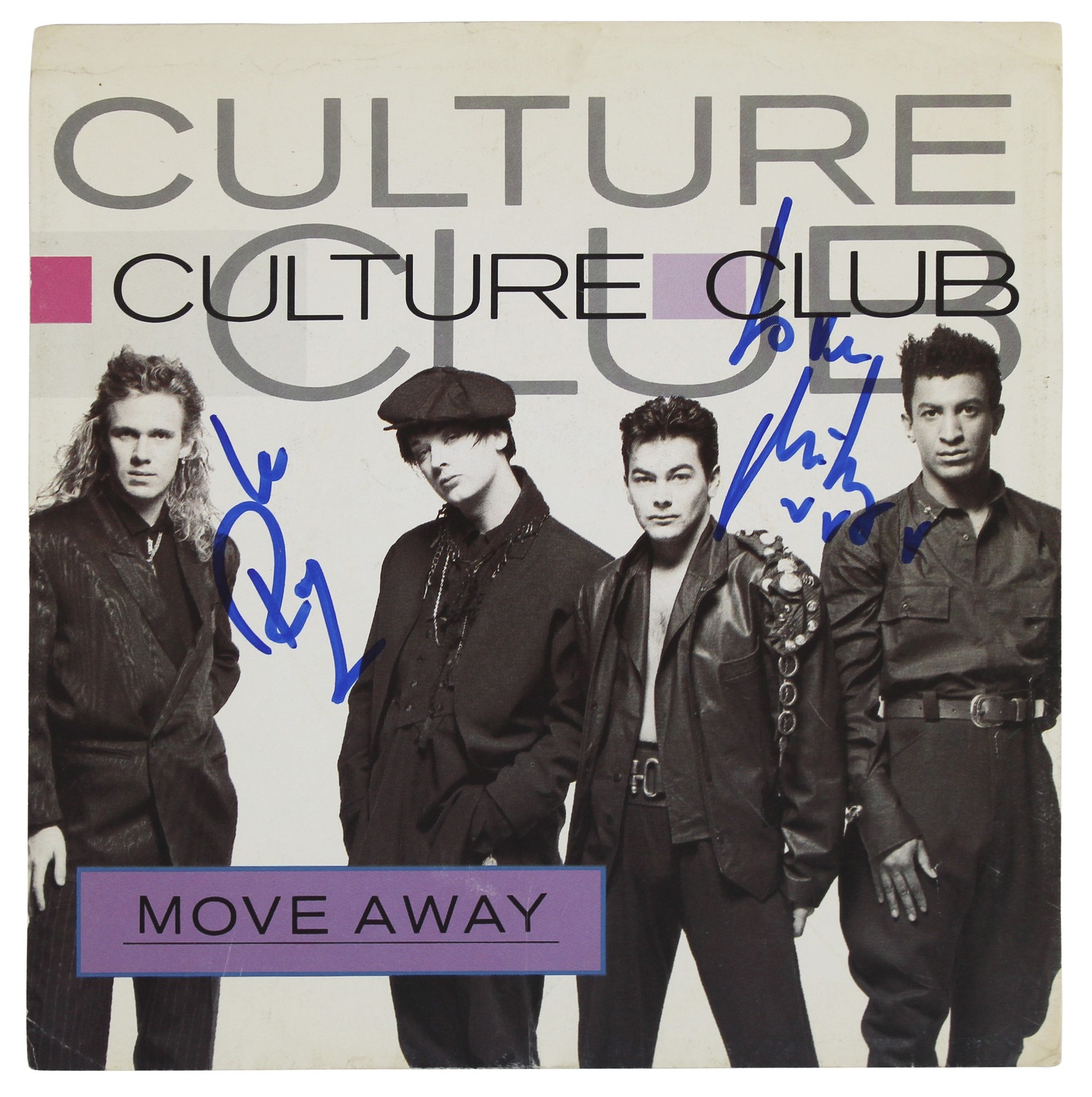 Mikey Craig & Roy Hay Culture Club Signed Move Away 45 RPM Album Cover BAS