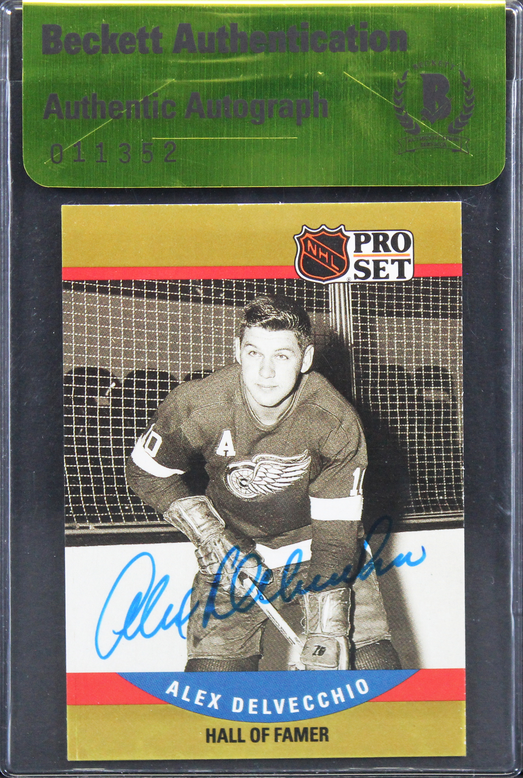 RED WINGS ALEX DELVECCHIO AUTHENTIC SIGNED 1990 NHL PRO SET #658 CARD BAS #11352 COLLECTIBLE MEMORABILIA