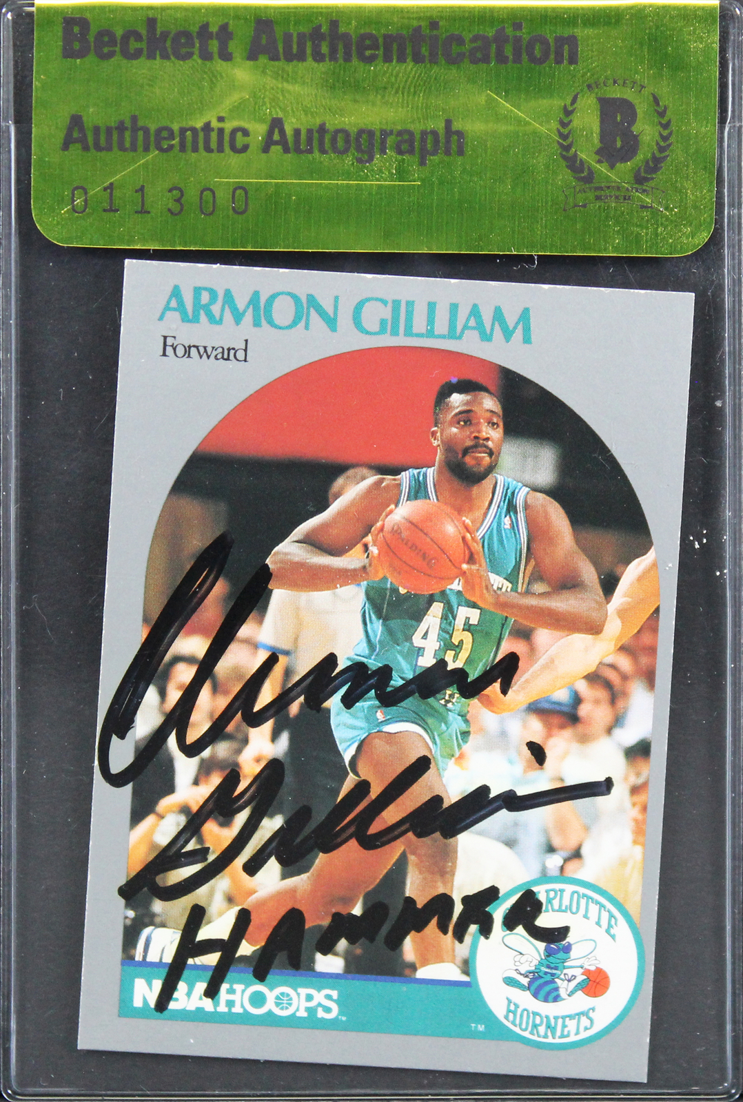 Hornets Armon Gilliam Authentic Signed 1990 NBA Hoops #54 Card BAS #11300