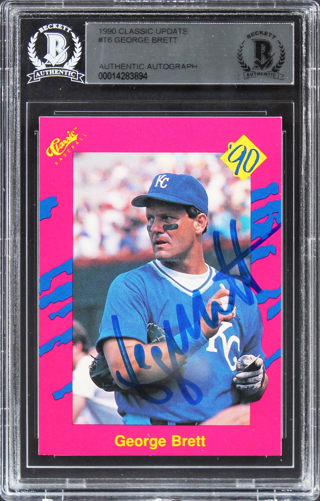 ROYALS GEORGE BRETT AUTHENTIC SIGNED 1990 CLASSIC UPDATE #T6 CARD BAS SLAB COLLECTIBLE MEMORABILIA