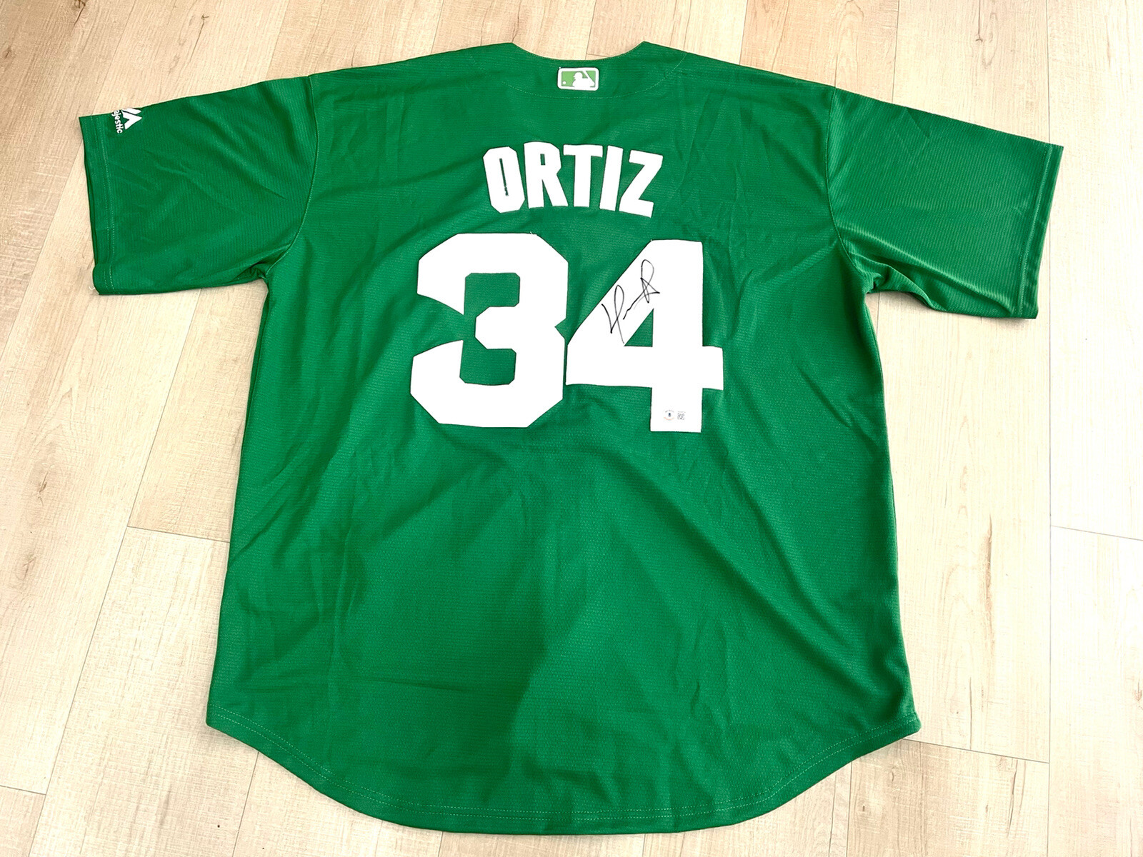 DAVID ORTIZ HAND SIGNED BOSTON REDSOX GREEN ST PATRICKS JERSEY MVP HOF BAS CERT