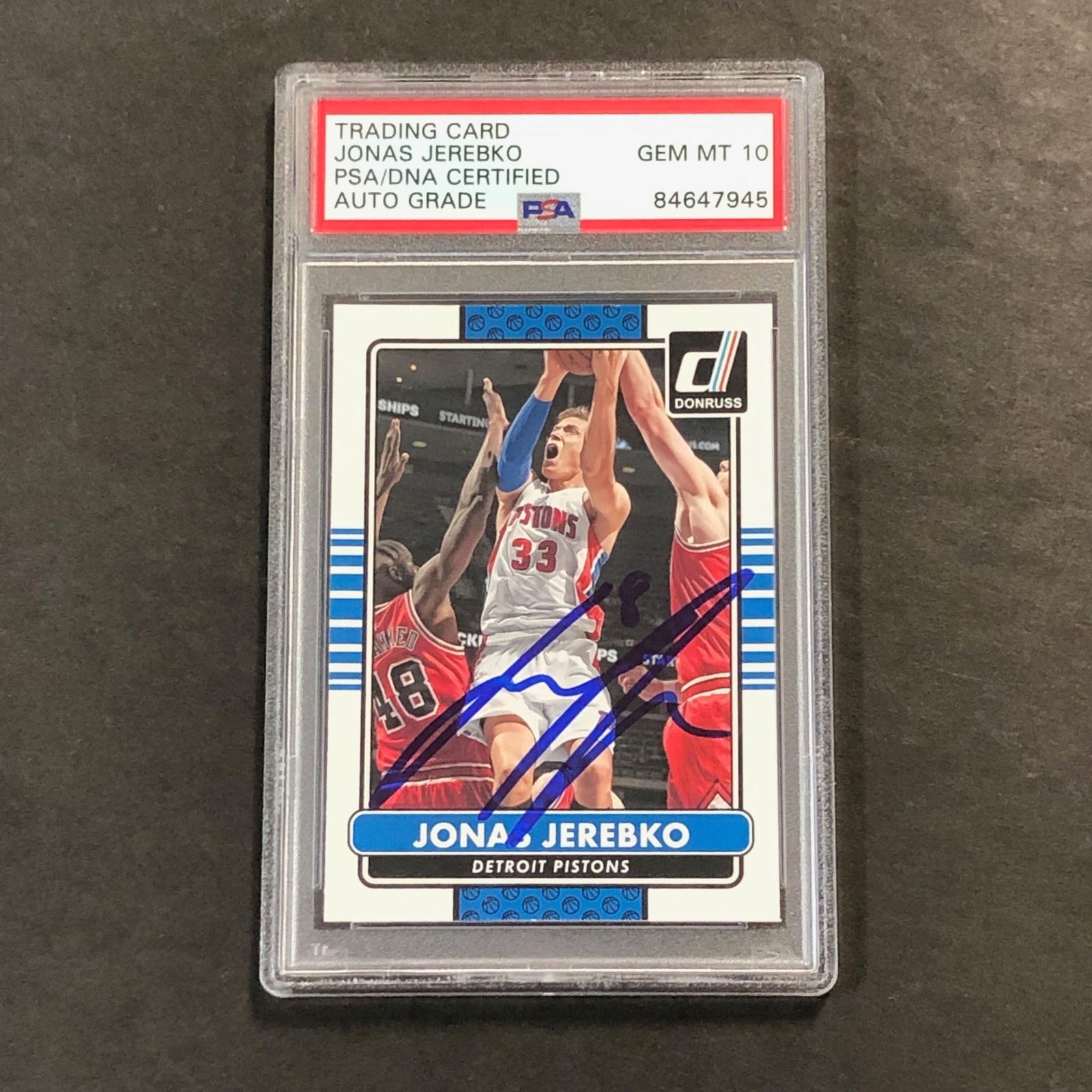 2014-15 Donruss Basketball #116 Jonas Jerebko Signed Card AUTO 10 PSA Slabbed Pi