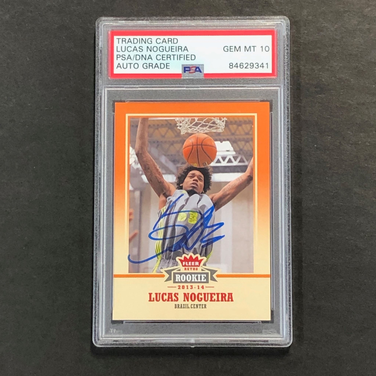 2013-14 Fleer Retro #44 Lucas Nogueira Signed Card AUTO 10 PSA Slabbed RC Brazil