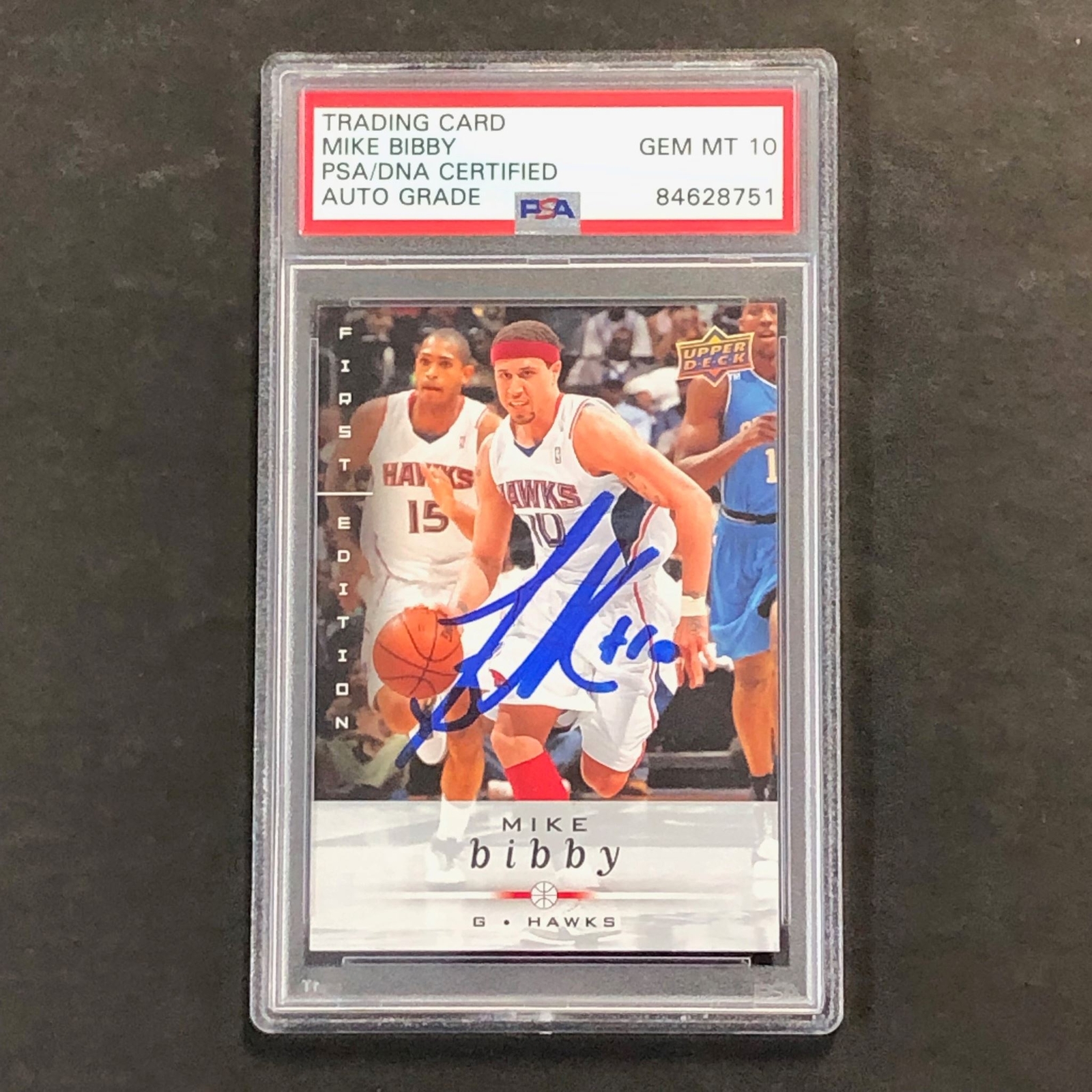 2008-09 UPPER DECK FIRST EDITION #1 MIKE BIBBY SIGNED CARD AUTO 10 PSA SLABBED H COLLECTIBLE MEMORABILIA