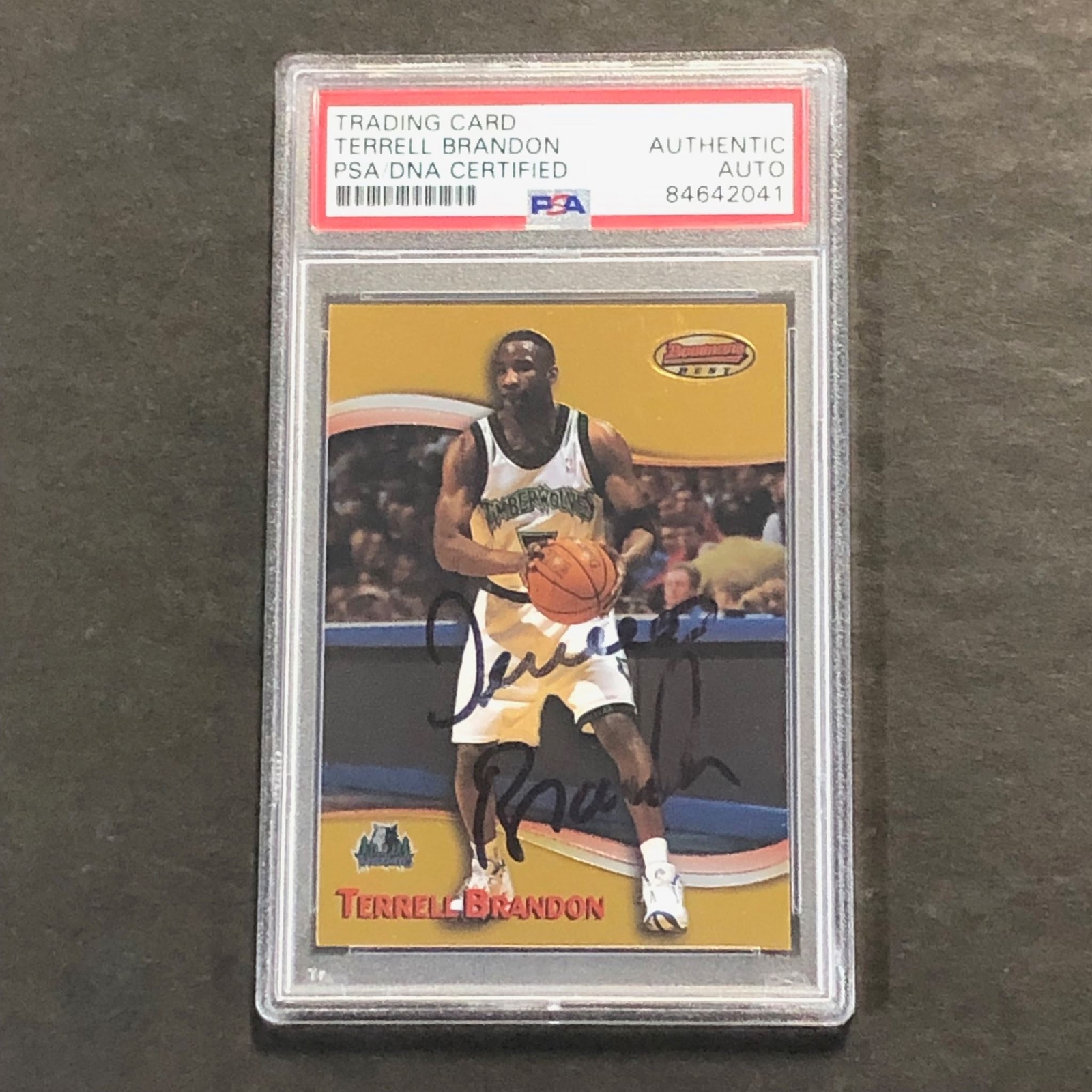 1999 Bowman Best #4 Terrell Brandon Signed Card AUTO PSA/DNA Slabbed Bucks