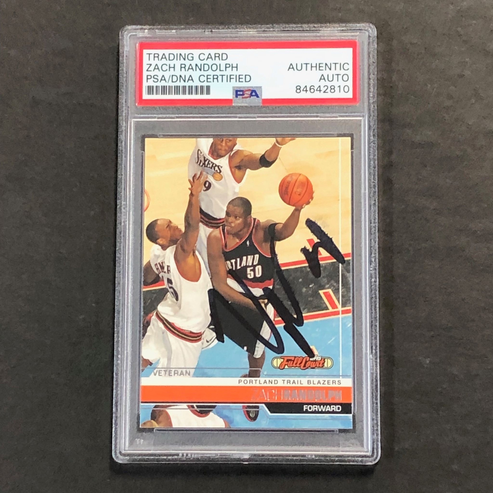 2006-07 Topps FrontCourt #30 Zach Randolph signed Card Auto PSA Slabbed Trail Bl