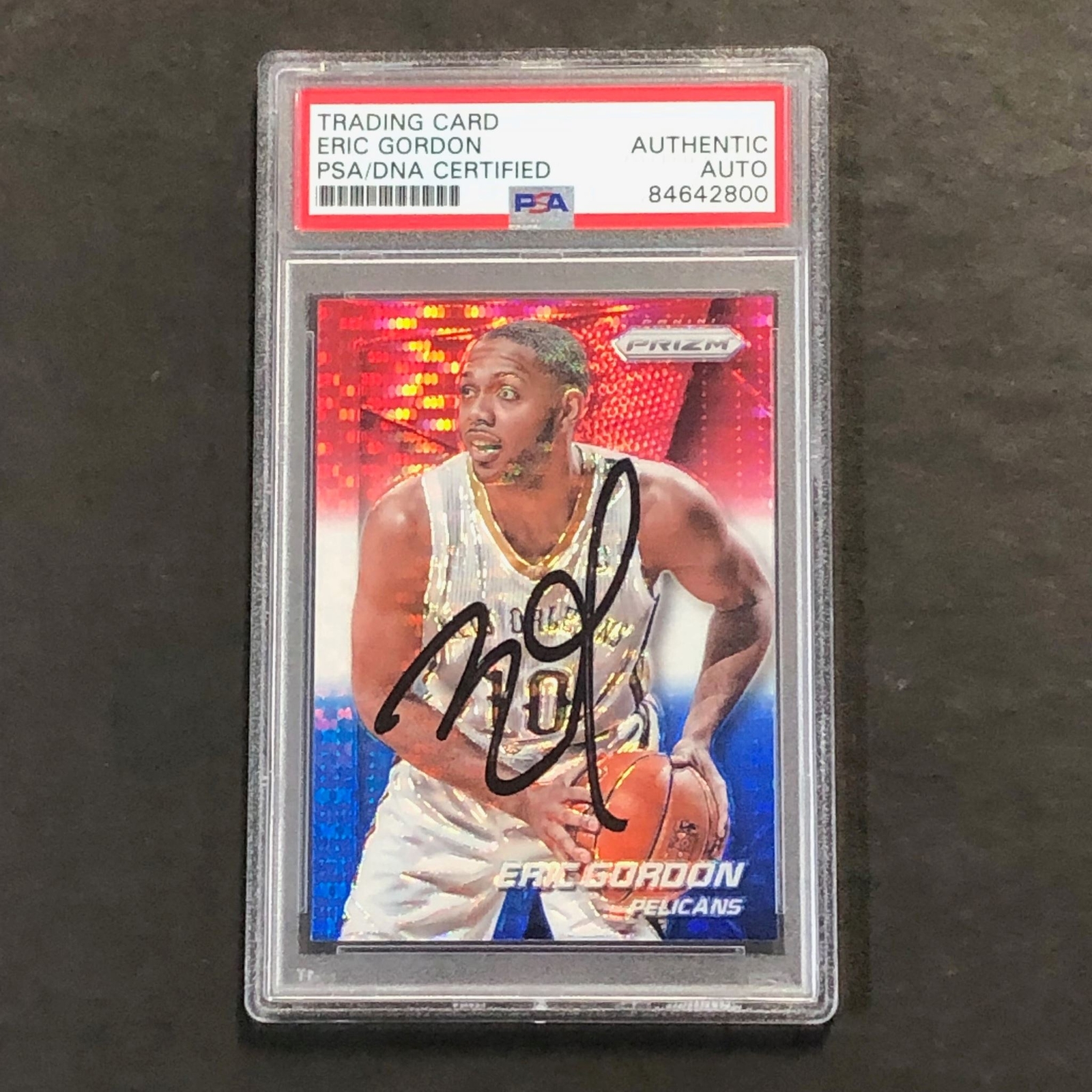 2014-15 Panini Prizm #23 Red White Blue Eric Gordon Signed Card AUTO PSA Slabbed