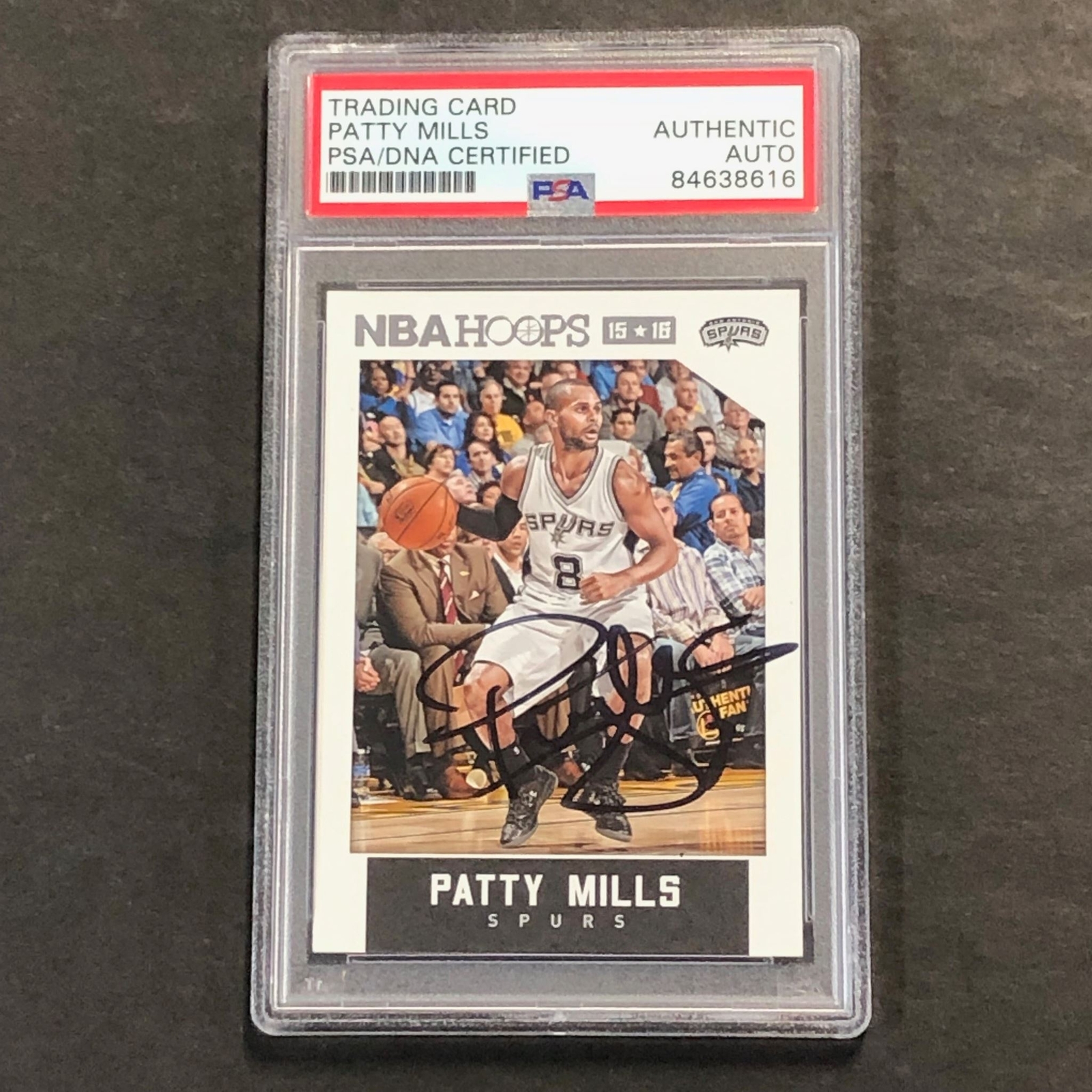 2015-16 NBA Hoops #206 Patty Mills Signed Card AUTO PSA Slabbed Spurs