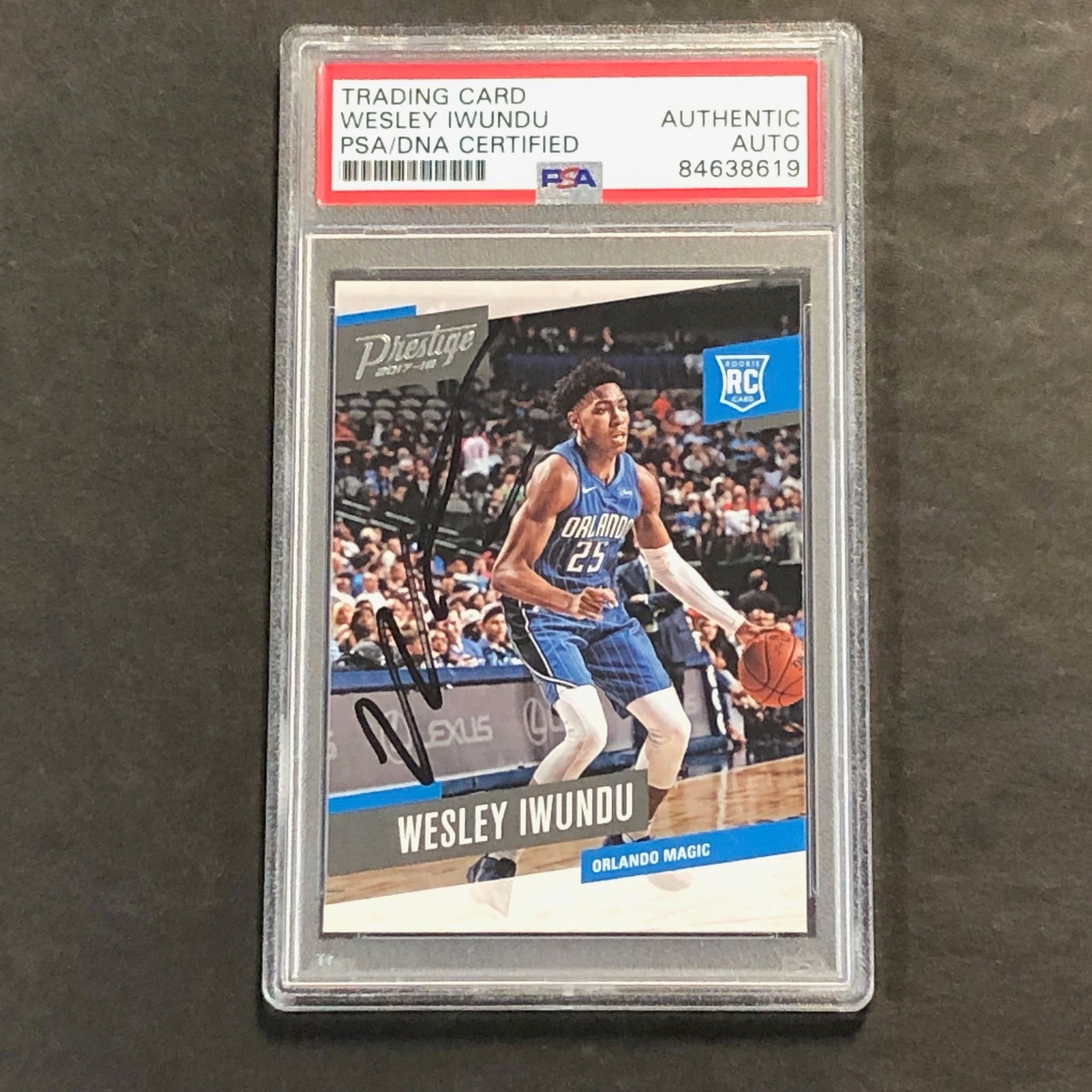 2017-18 NBA Panini Prestige #182 Wesley Iwundu Signed Card AUTO PSA/DNA Slabbed