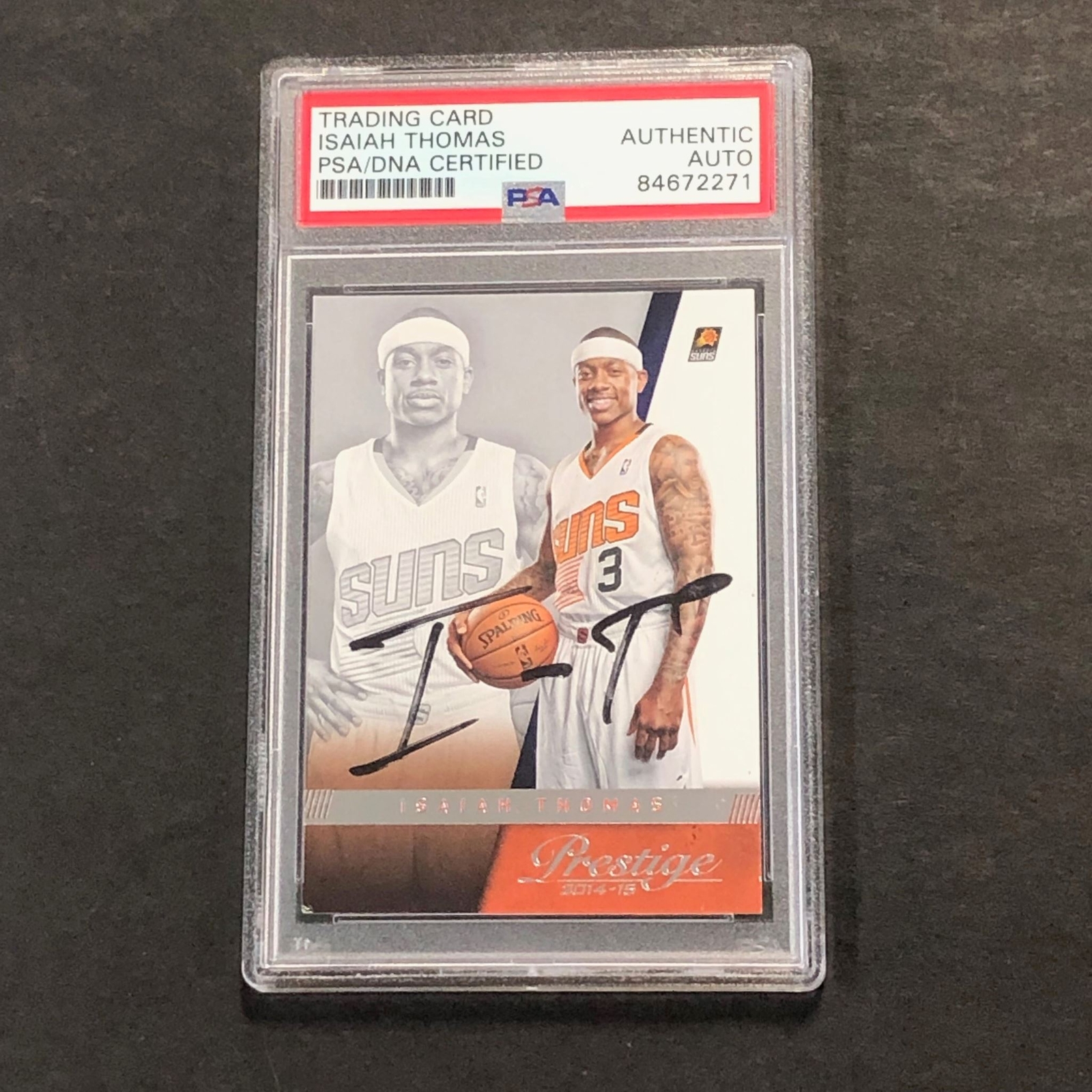 2014-15 Panini Prestige #140 Isaiah Thomas Signed Card AUTO PSA Slabbed Suns