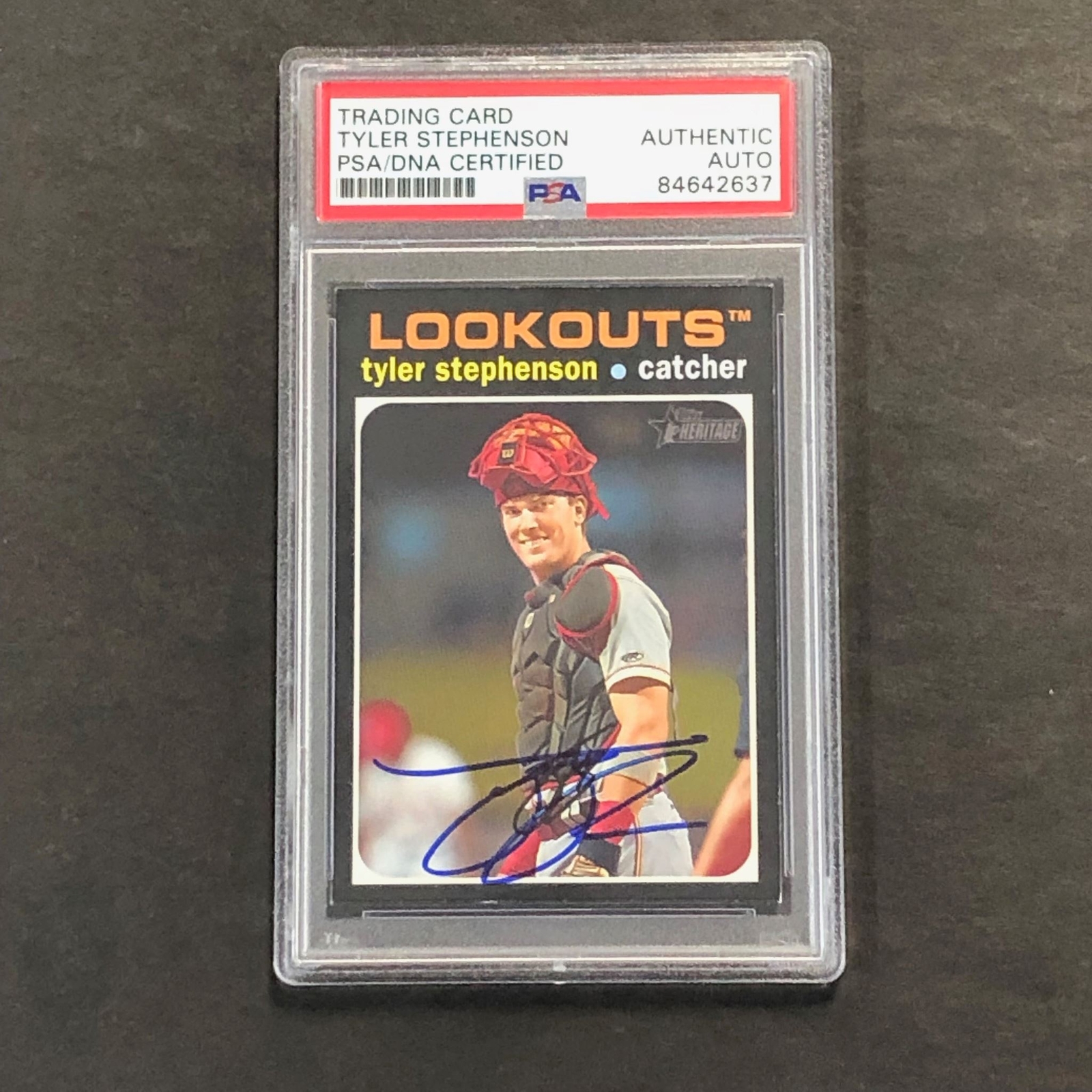 2020 Topps Heritage Lookouts #30 Tyler Stephenson Signed Card AUTO PSA Slabbed B
