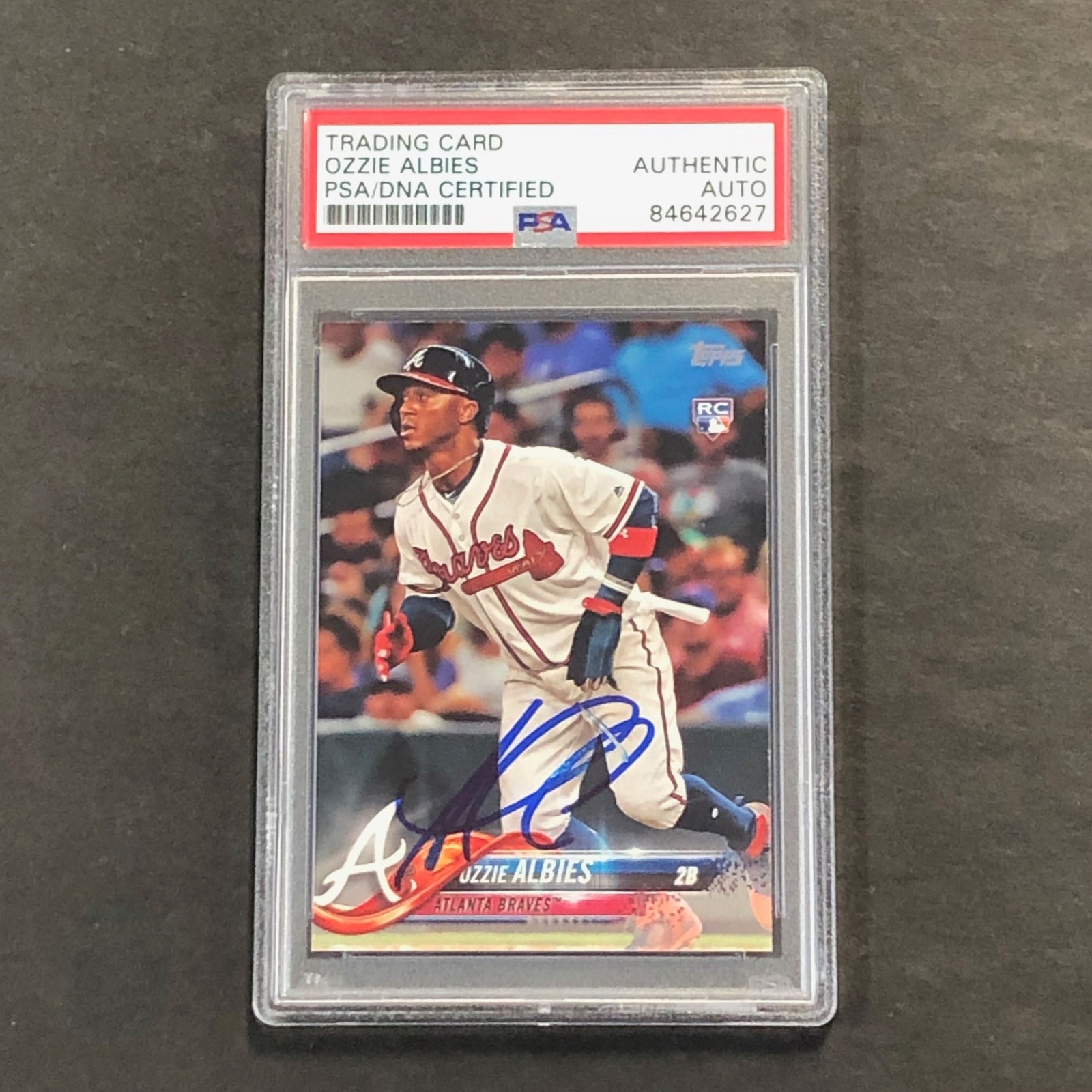 2018 MLB Topps Series #276 Ozzie Albies Signed Card PSA Slabbed Auto Atlanta Bra