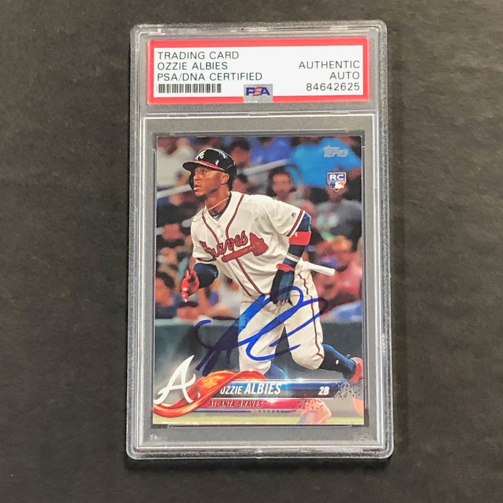 2018 MLB Topps Series #276 Ozzie Albies Signed Card PSA Slabbed Auto Atlanta Bra