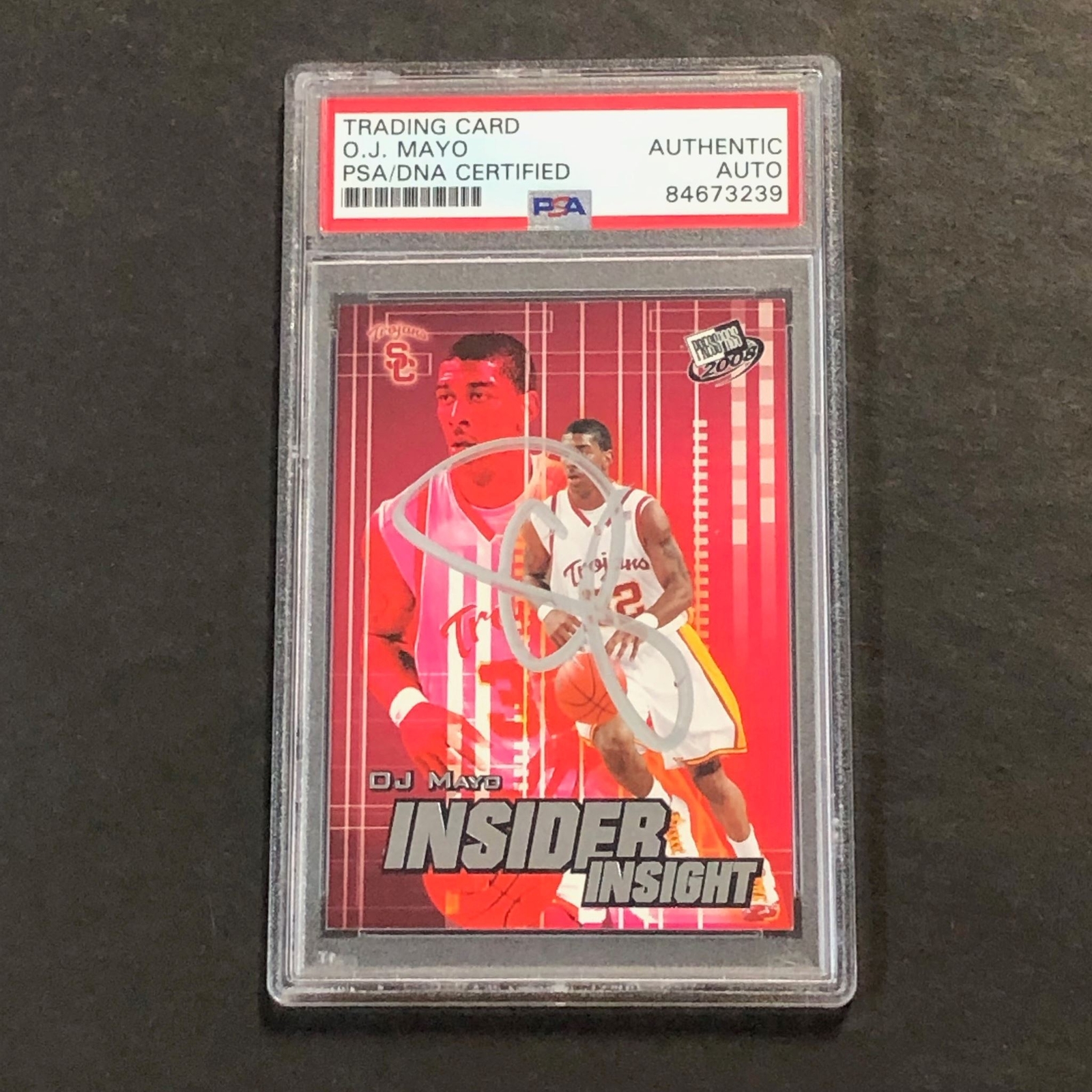 2008 PressPass Insider Insight #11-7 O.J. Mayo Signed Card AUTO PSA Slabbed Troj