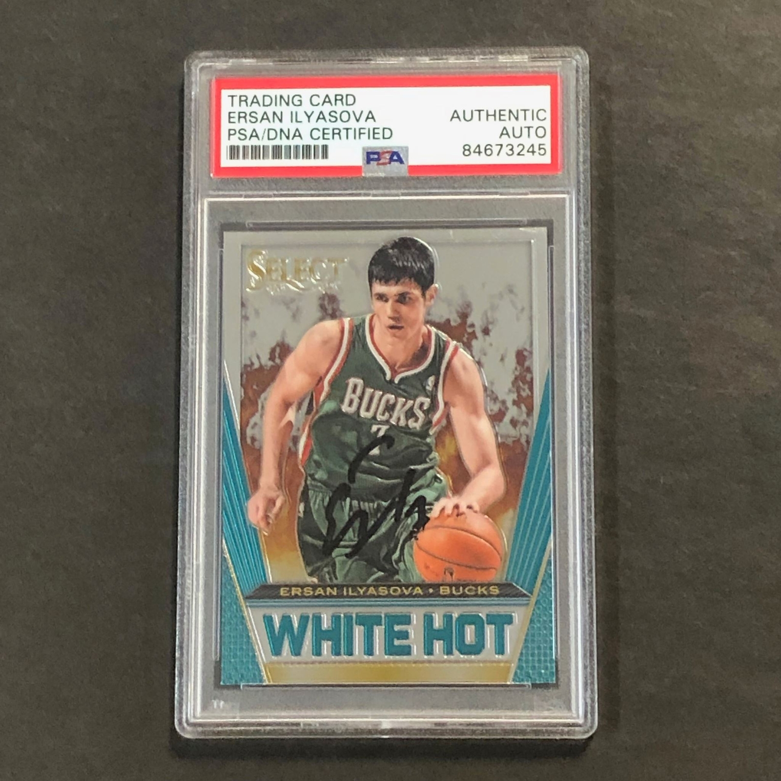 2013-14 Panini Select White Hot #25 Ersan Ilyasova Signed Card AUTO PSA Slabbed