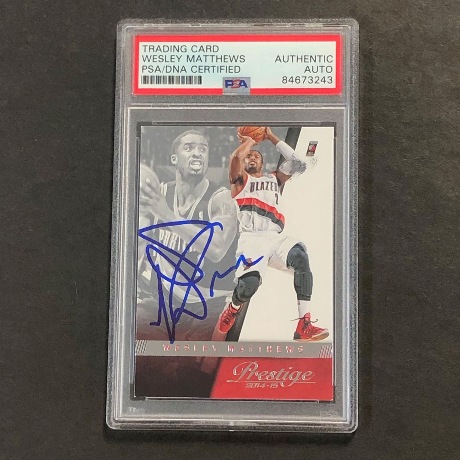 2014-15 Panini Prestige #143 Wesley Matthews Signed Card AUTO PSA Slabbed Trail