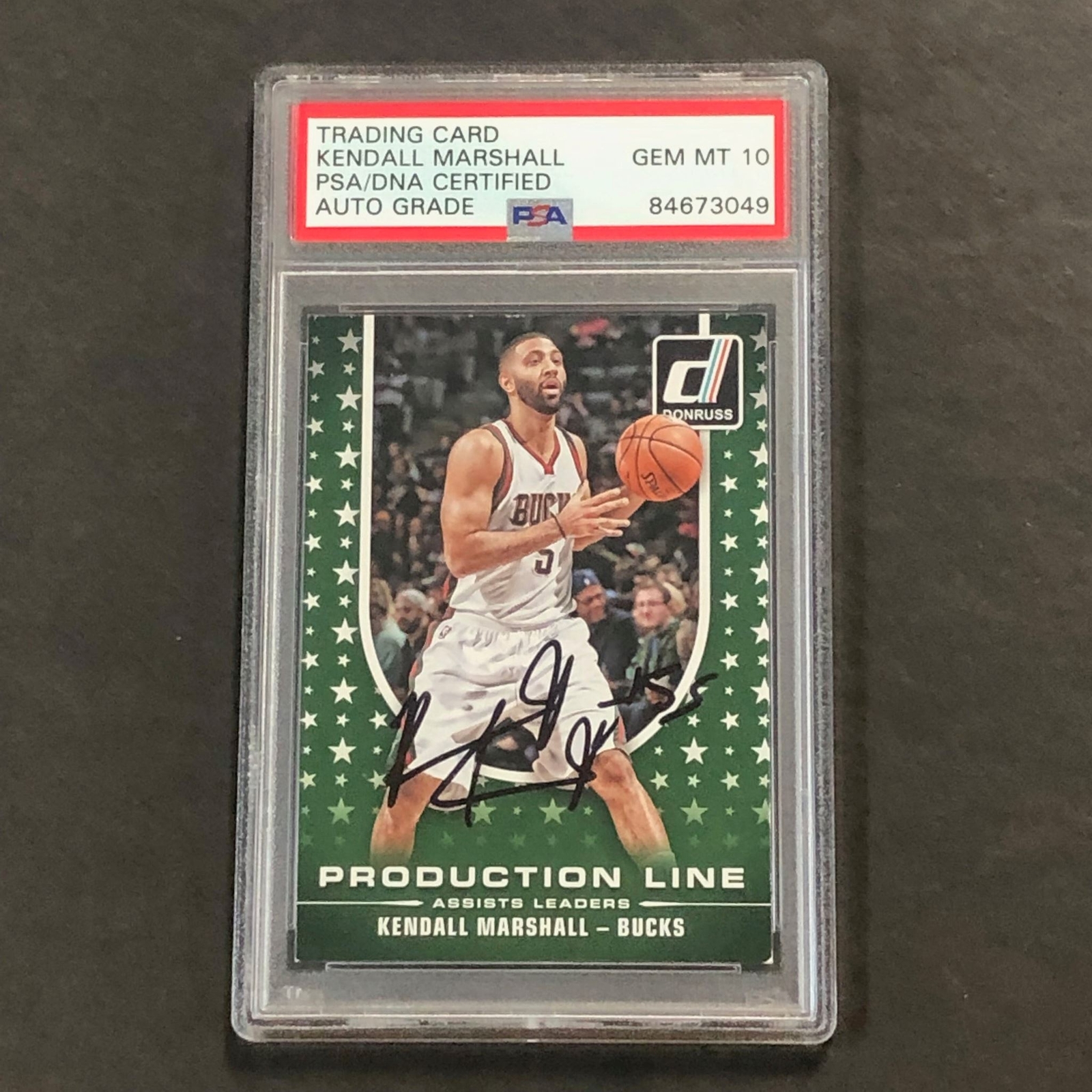 2014-15 Panini Donruss Production Line #2 Kendall Marshall Signed Card AUTO GRAD