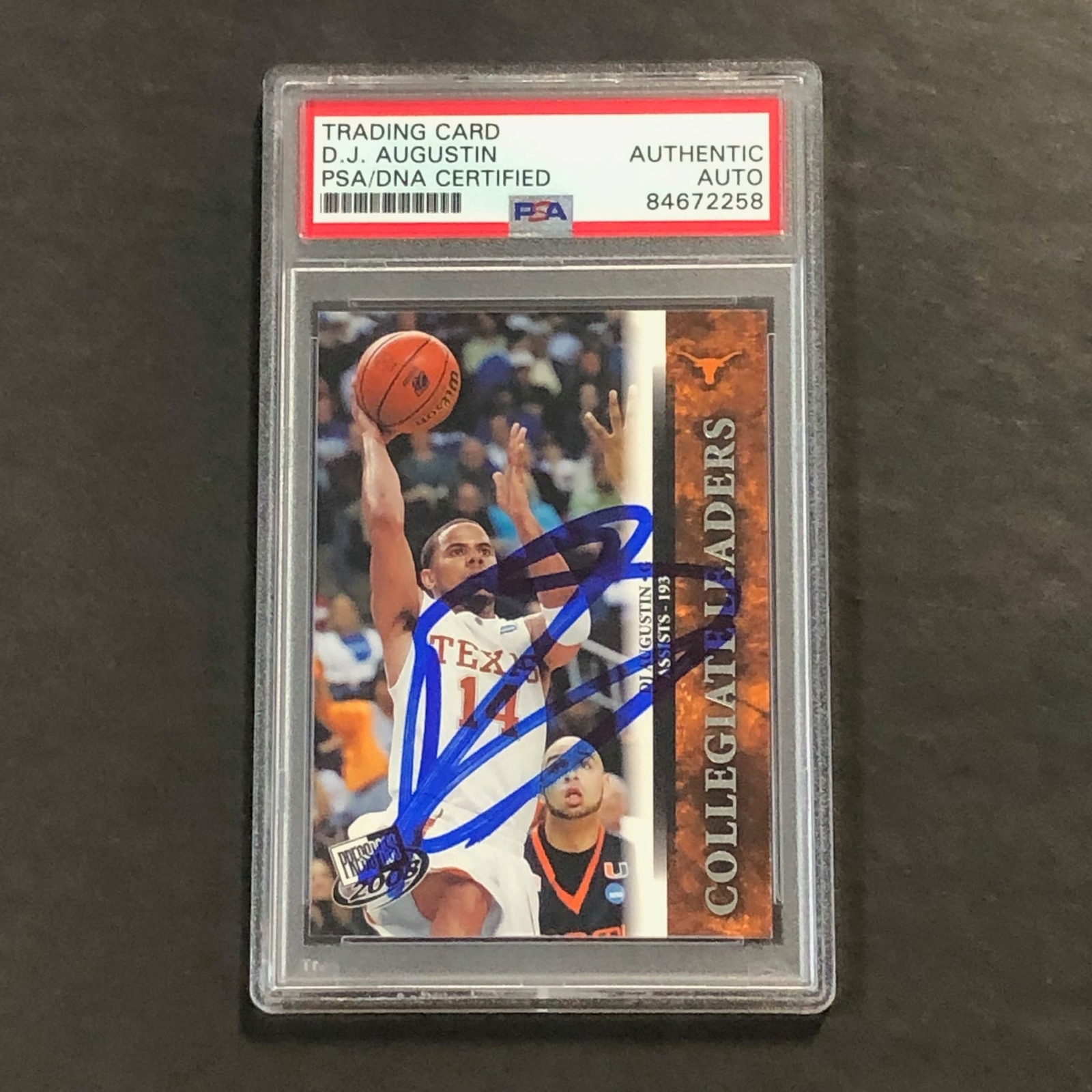 2008 PressBox Collegiate Leaders #39 D.J. Augustin Signed Card AUTO PSA Slabbed