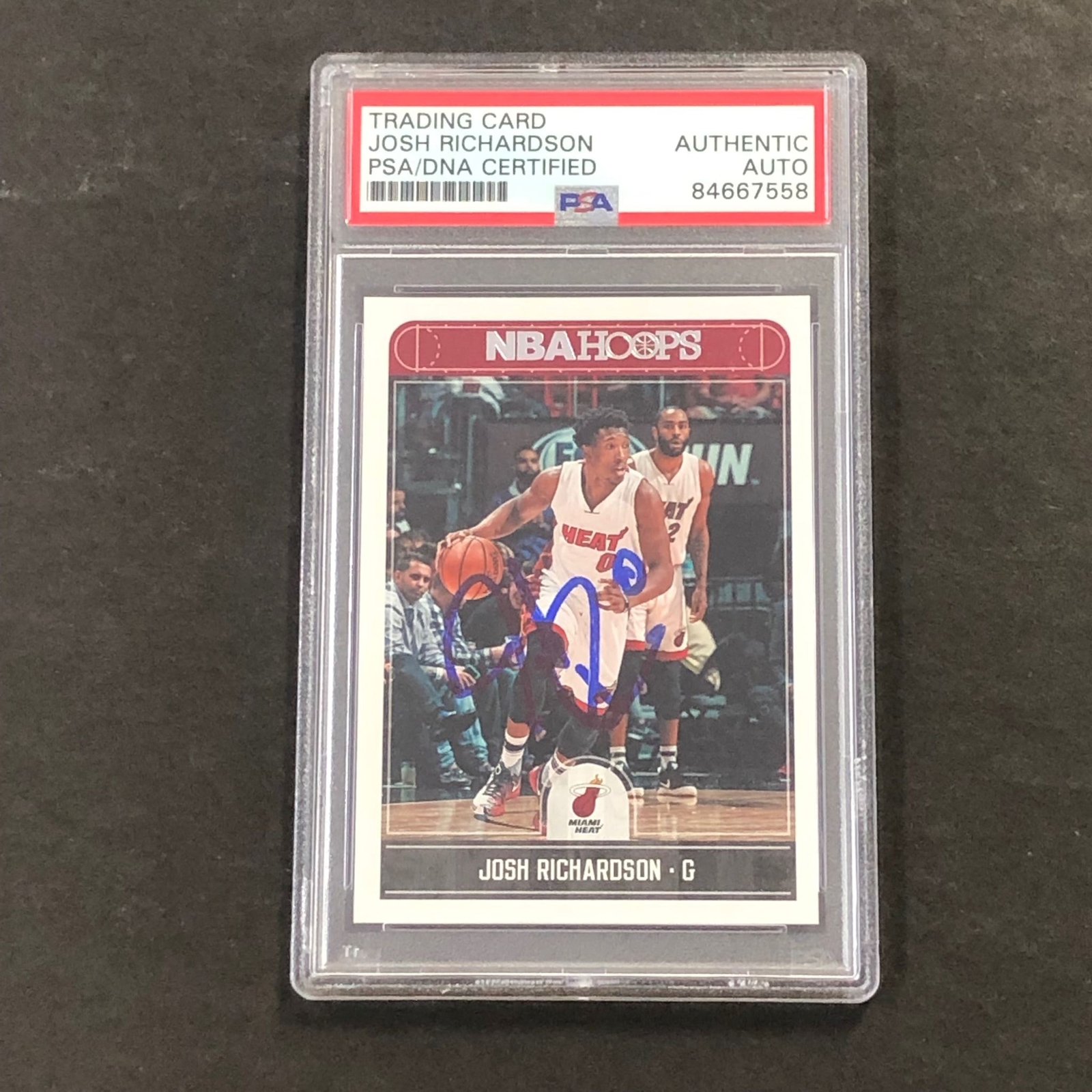 2017-18 NBA Hoops #71 Josh Richardson Signed Card AUTO PSA Slabbed Heat