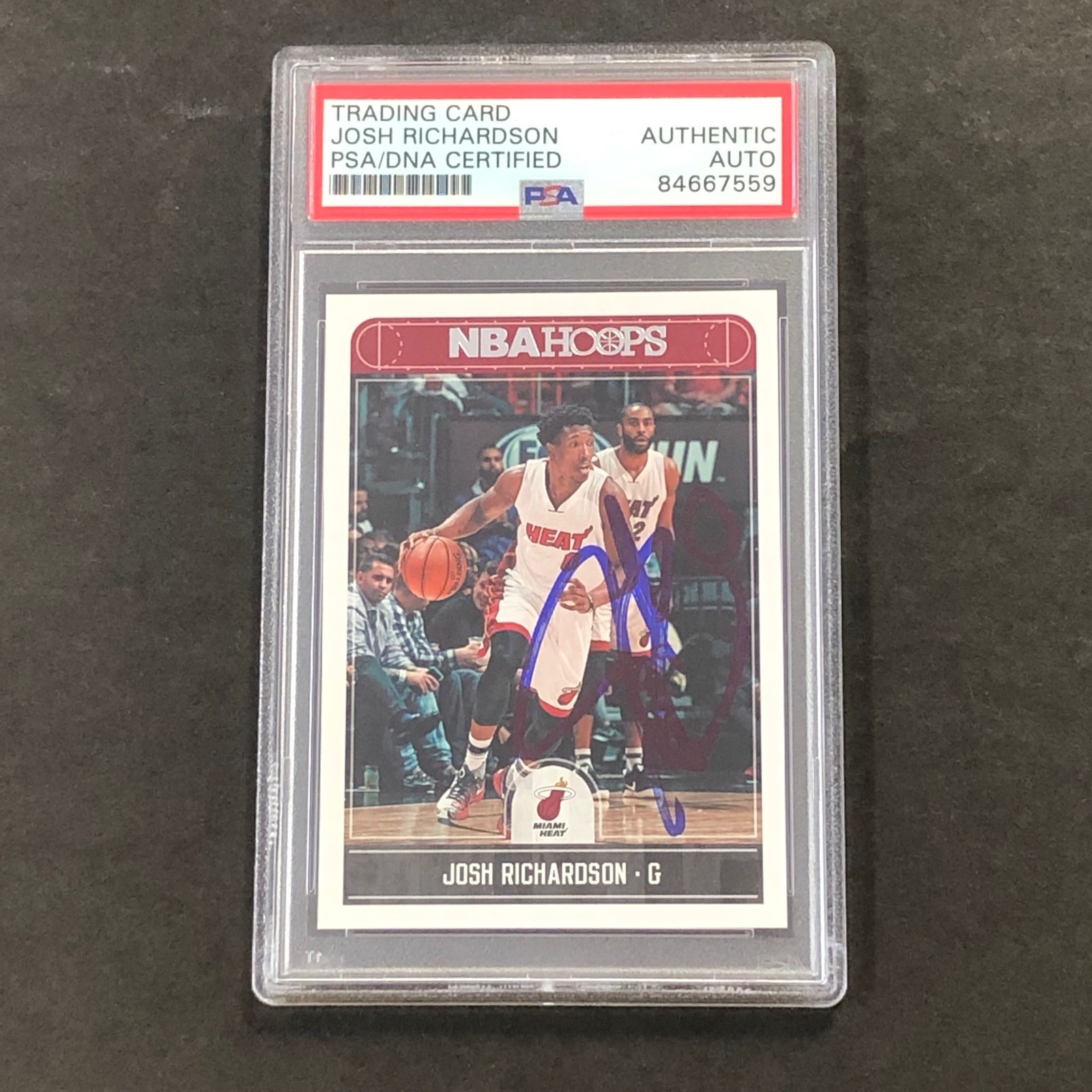 2017-18 NBA Hoops #71 Josh Richardson Signed Card AUTO PSA Slabbed Heat