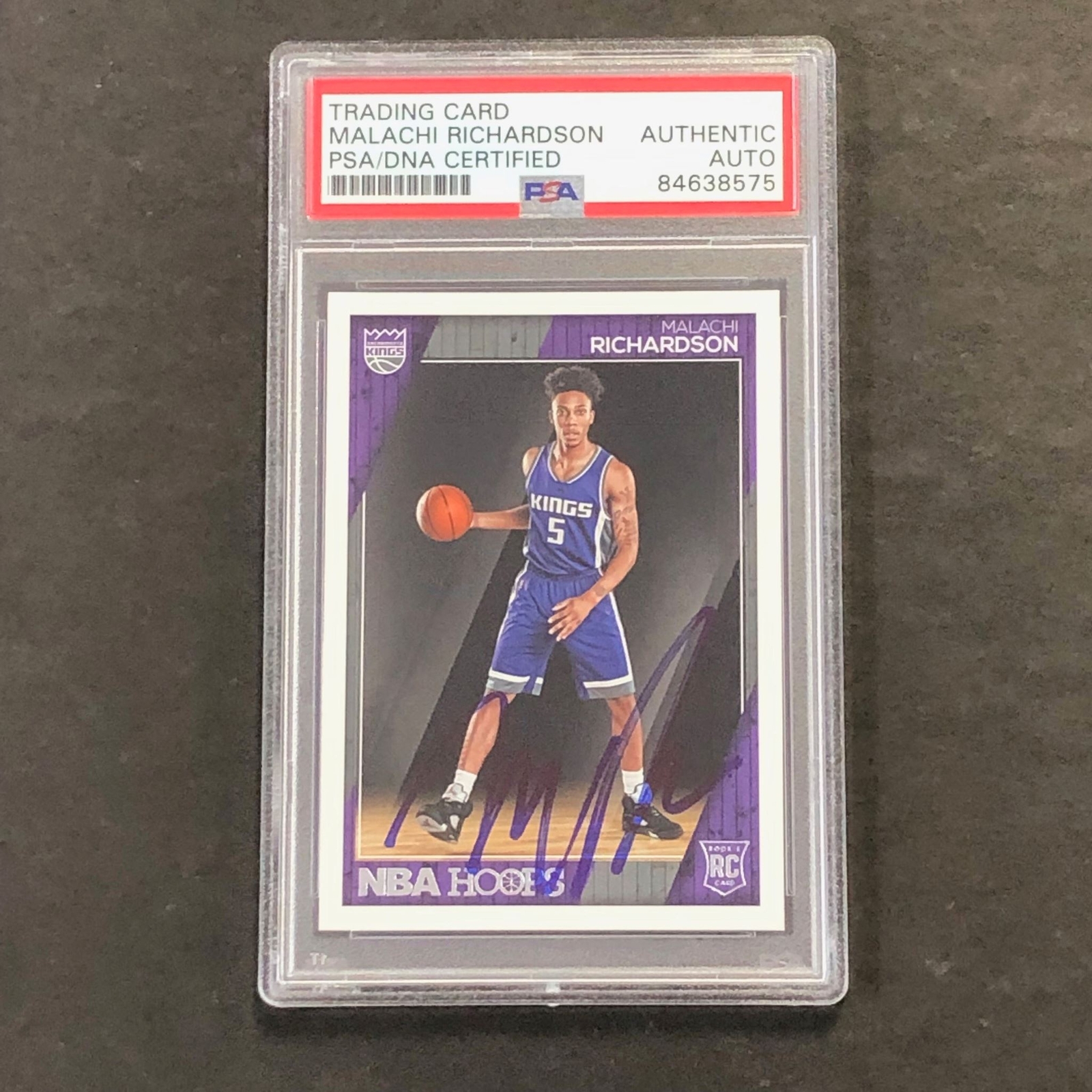 2016-17 NBA Hoops #279 Malachi Richardson Signed Card AUTO PSA Slabbed RC Kings