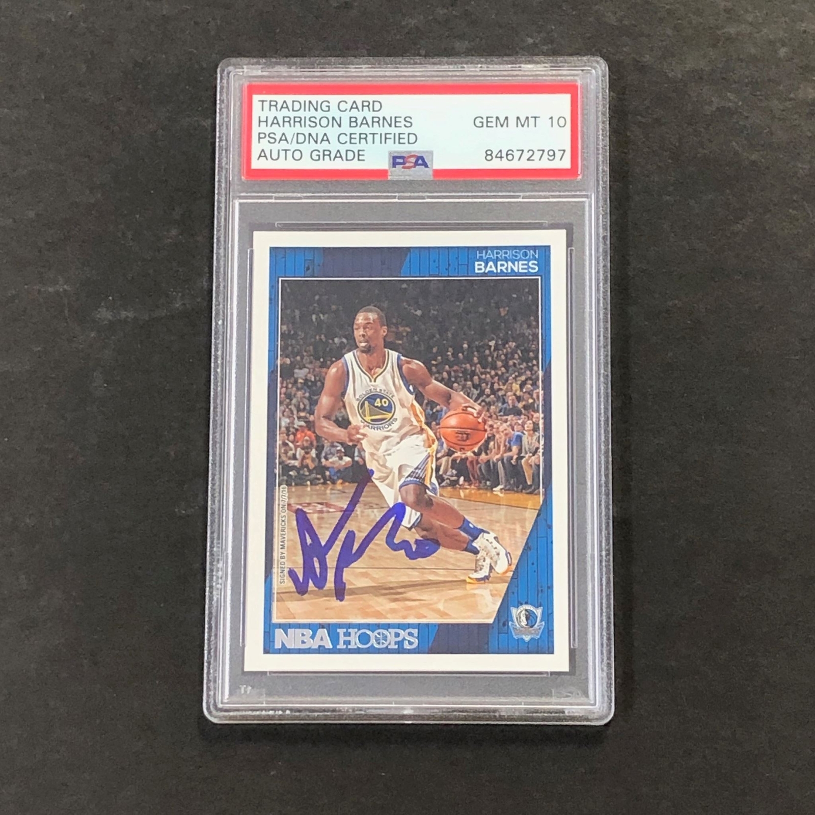 2016-17 Panini NBA Hoops #152 Harrison Barnes Signed Card AUTO PSA Slabbed Maver