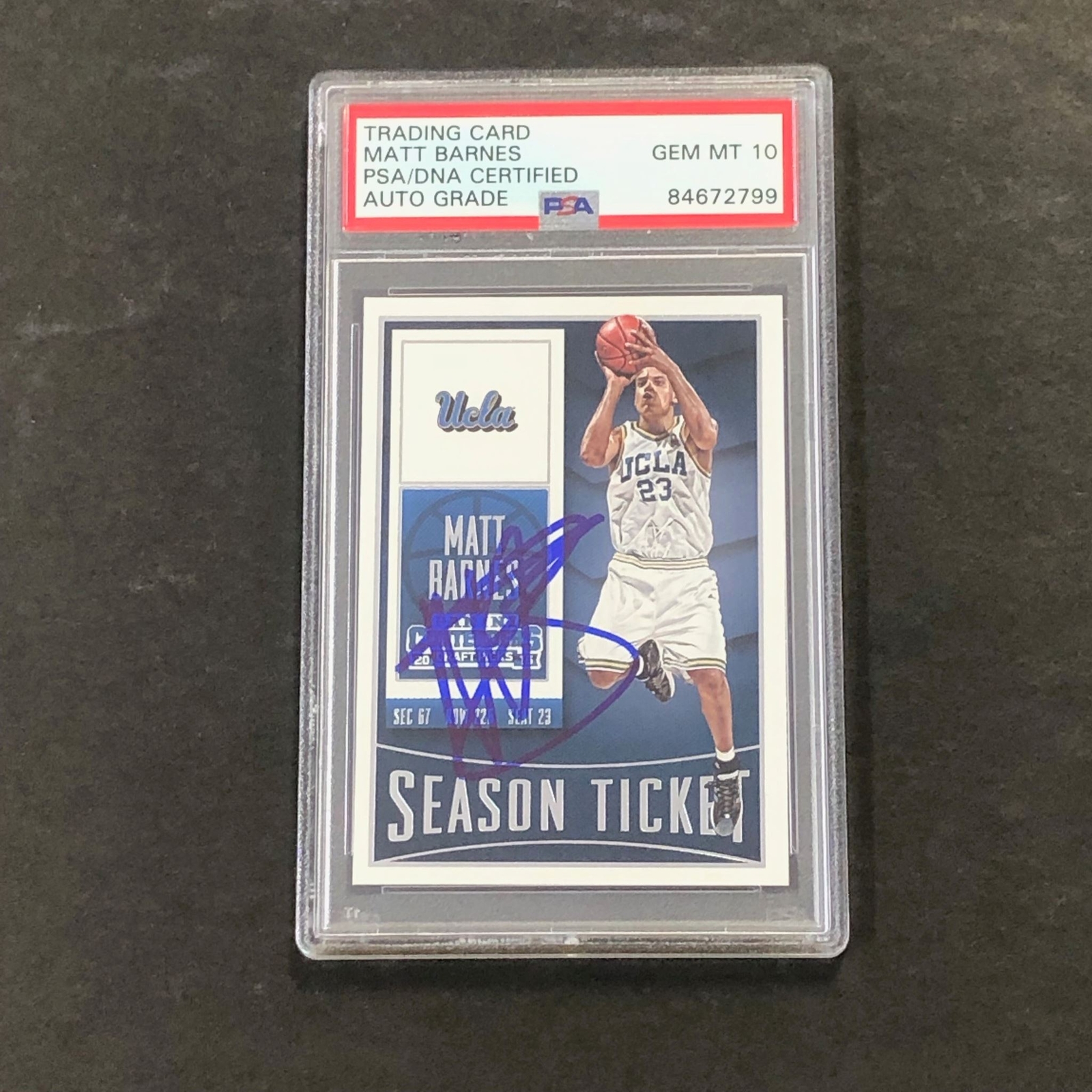2015-16 Contenders Draft Picks #69 Matt Barnes Signed Card AUTO 10 PSA Slabbed U