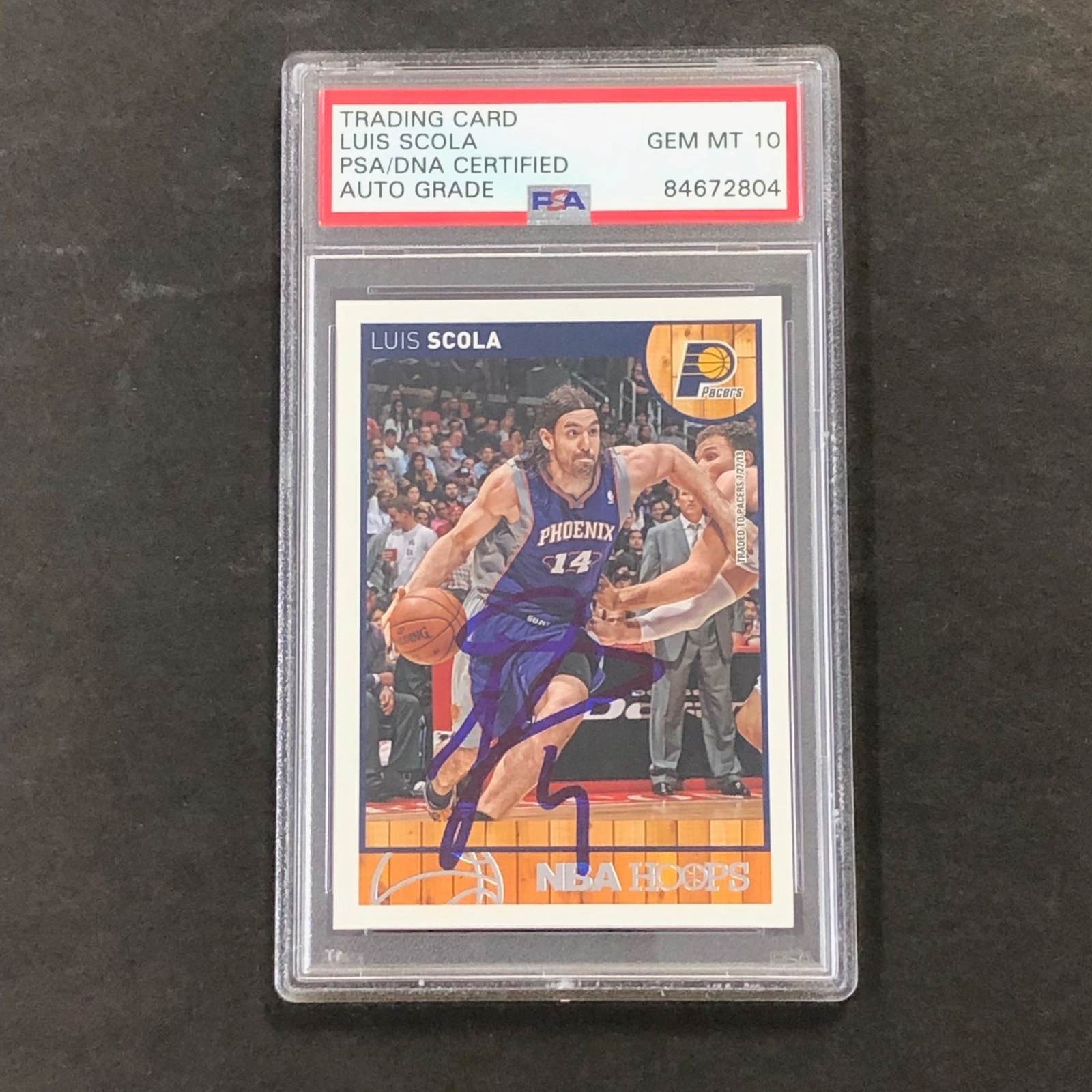 2013-14 Panini NBA Hoops #66 Luis Scola Signed Card AUTO 10 PSA/DNA Slabbed Pace