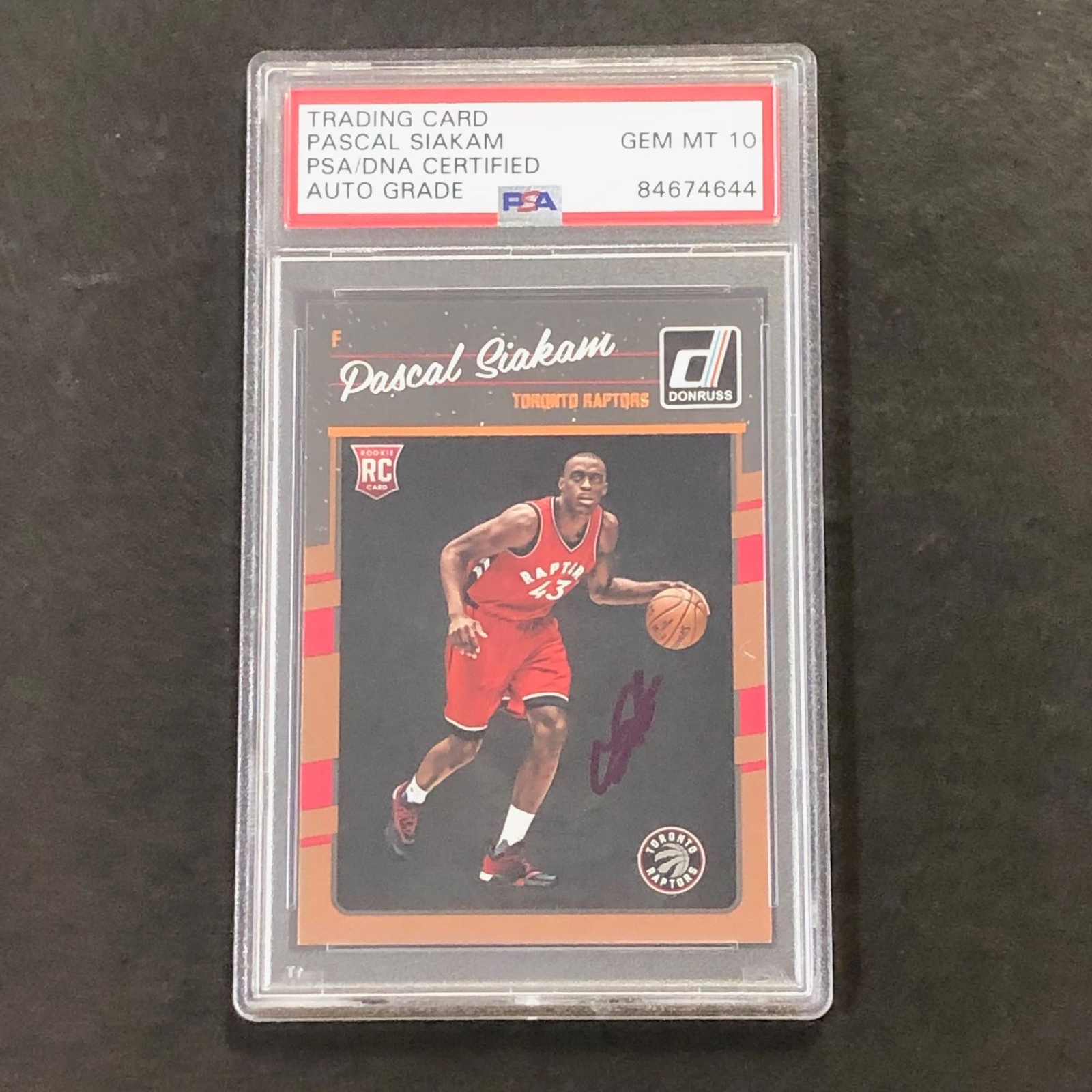 2016-17 Donruss #171 Pascal Siakam Signed Card AUTO 10 PSA Slabbed RC Raptors