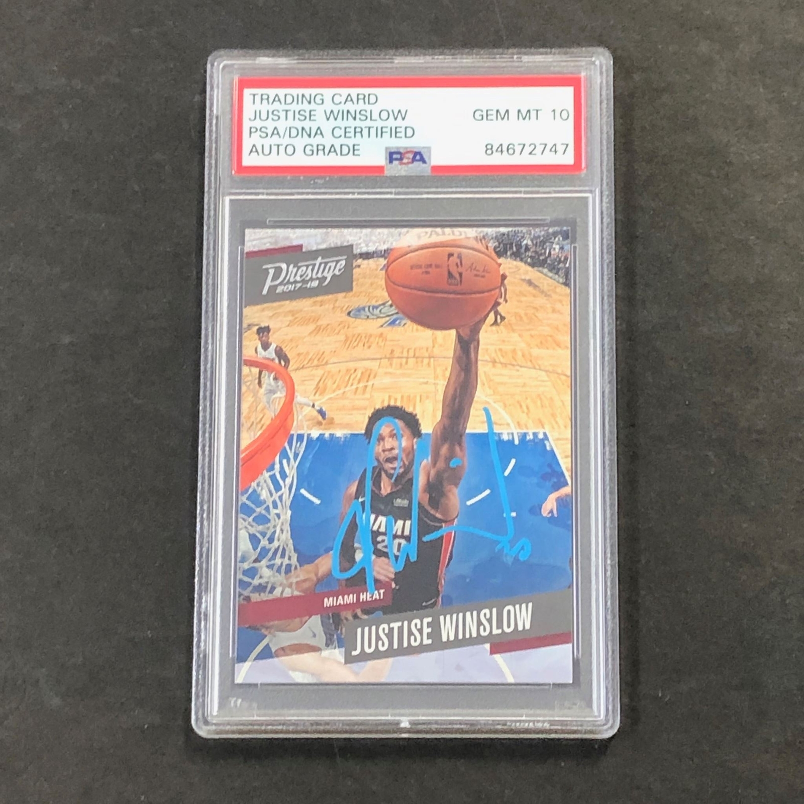 2017-18 Panini Prestige #45 Justice Winslow Signed Card AUTO 10 PSA/DNA Slabbed