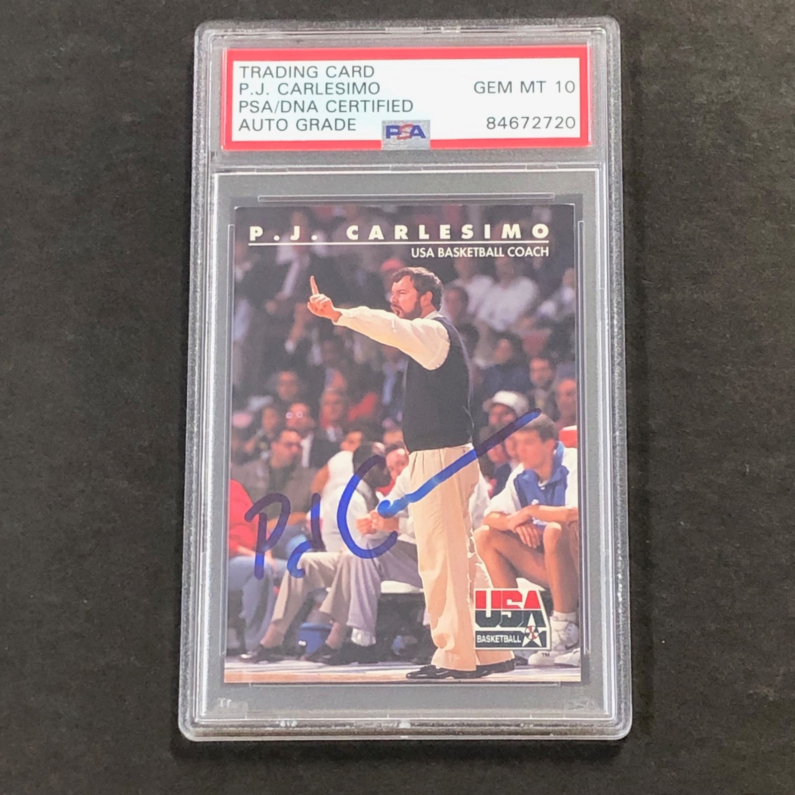 1992 Skybox International #91 PJ Carlesimo Signed Card AUTO GRADE 10 PSA Slabbed