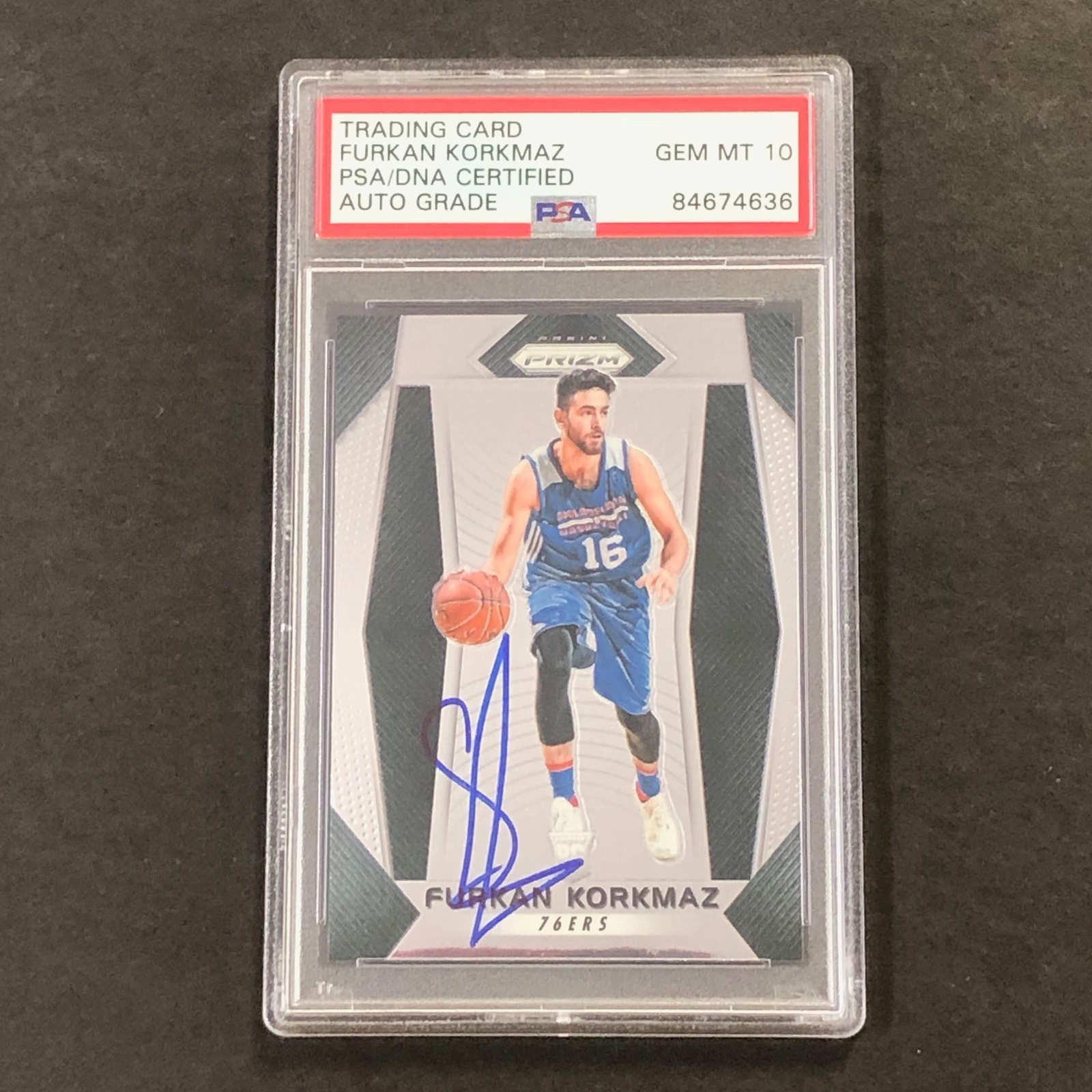 2017-18 Panini Prizm #4 Furkan Korkmaz Signed Card AUTO GRADE 10 PSA Slabbed RC