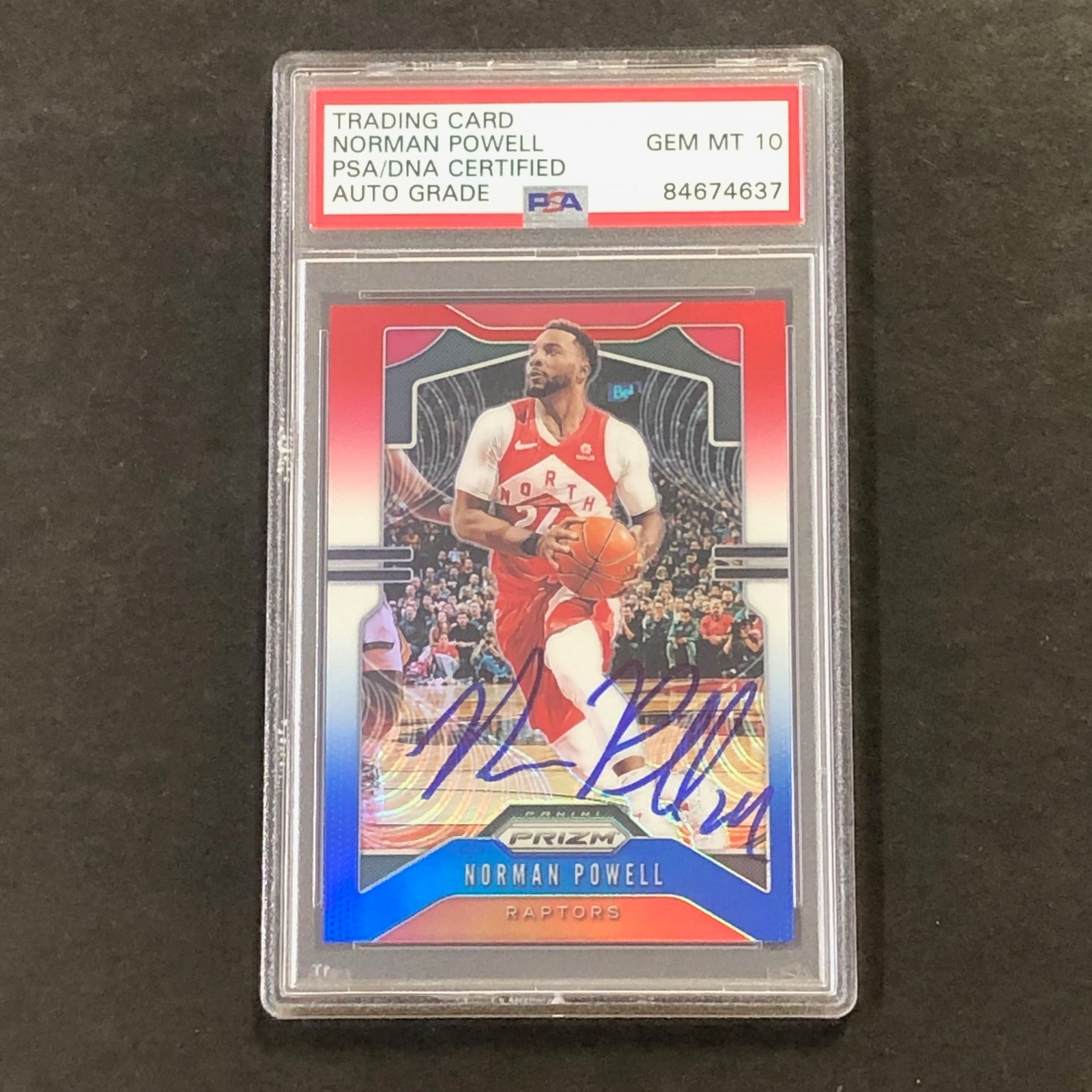 2019-20 Panini Prizm #159 Red White Blue Norman Powell Signed Card AUTO GRADE 10