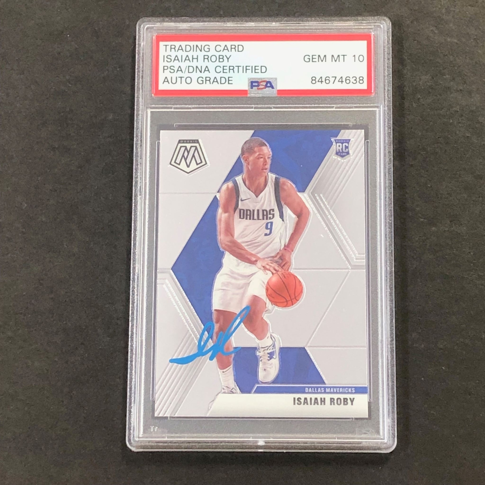 2019-20 Panini Mosaic #232 Isaiah Roby Signed Card AUTO PSA Slabbed RC Mavericks