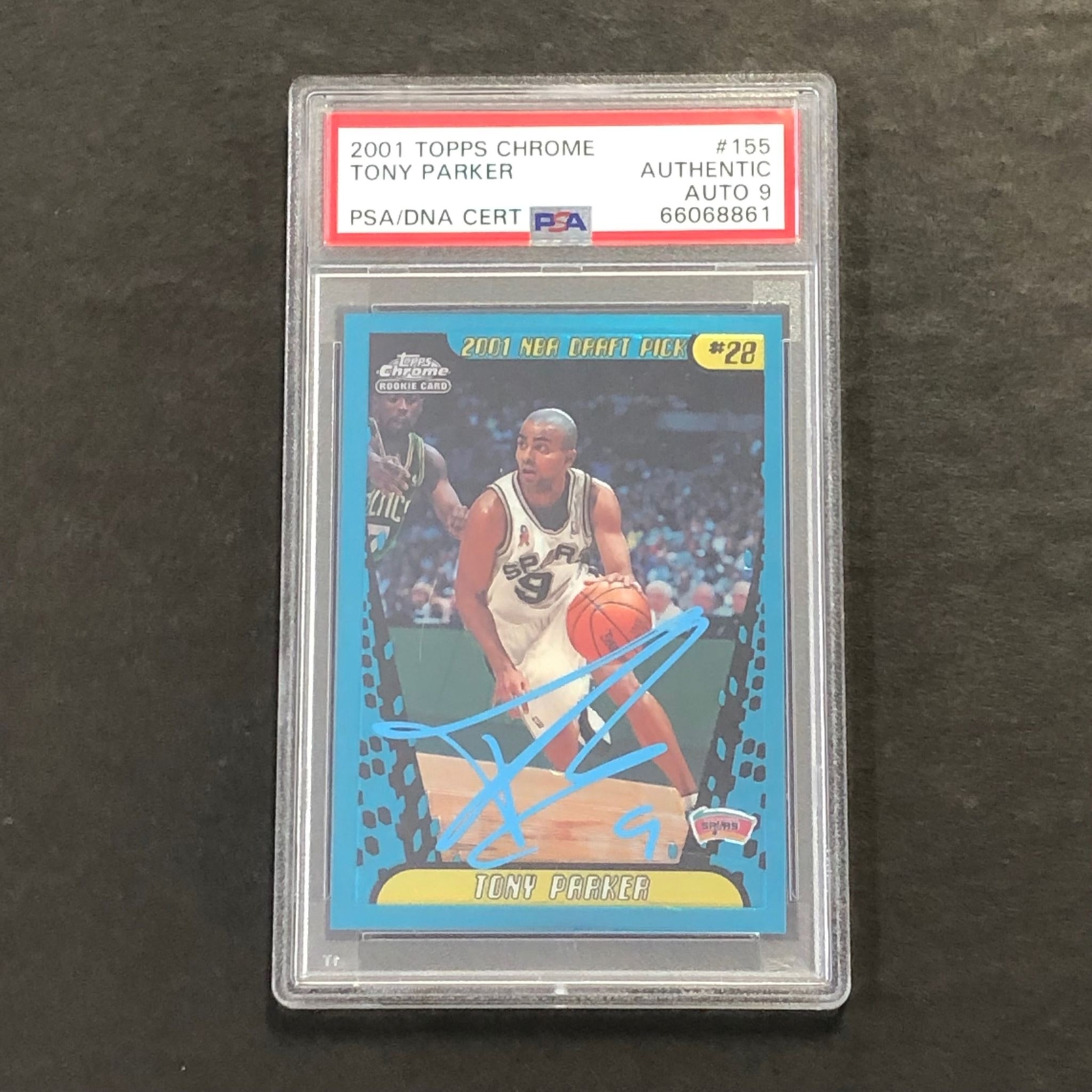 2001 Topps Chrome #155 Tony Parker Signed Card AUTO GRADE 9 PSA Slabbed Autograp