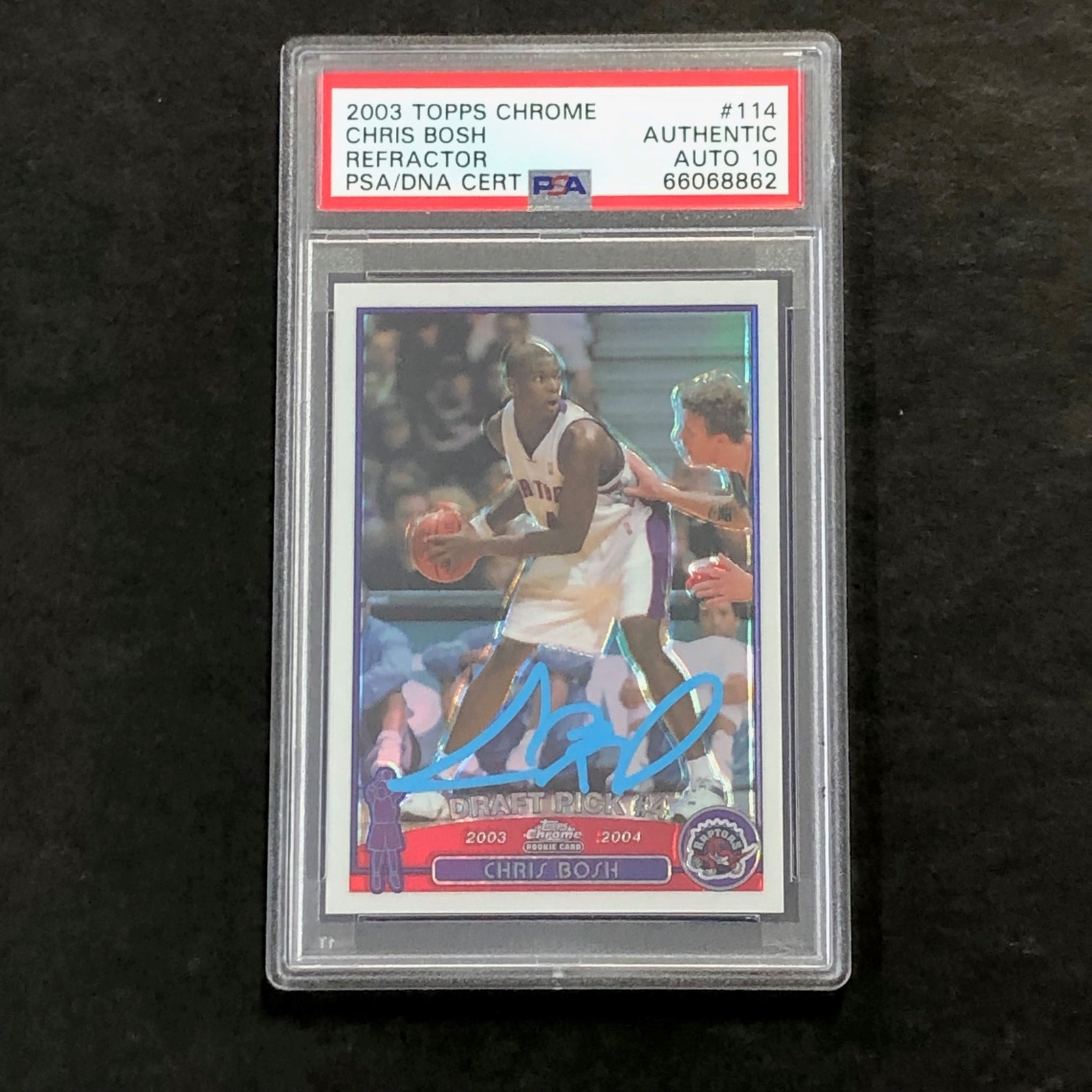 2003-04 Topps Chrome Refractor #114 Chris Bosh Signed Card AUTO 10 PSA Slabbed R